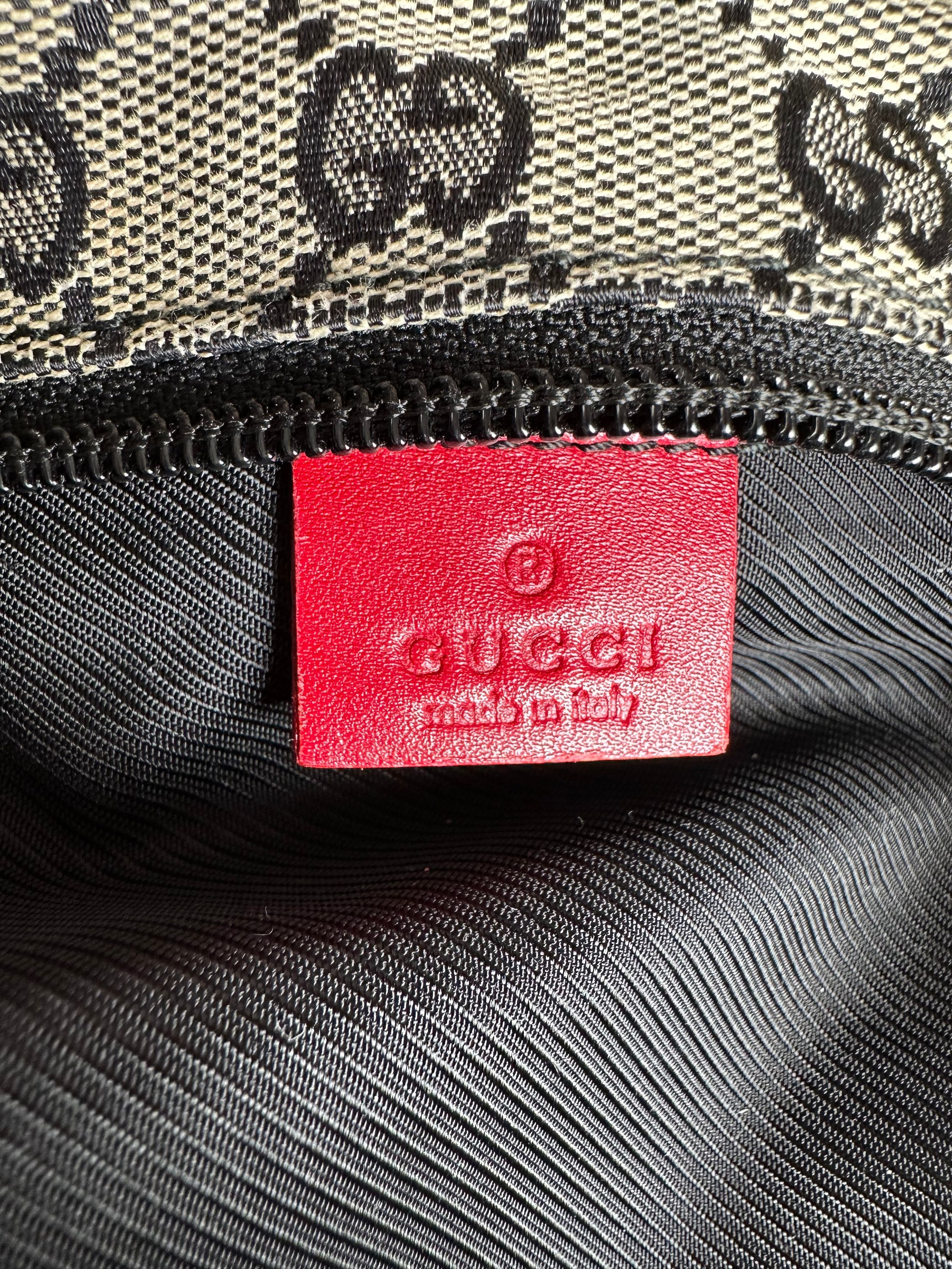 Gucci Vintage Monogram Leather Canvas Handbag Grey Black Red Size ONE SIZE - 5 Thumbnail
