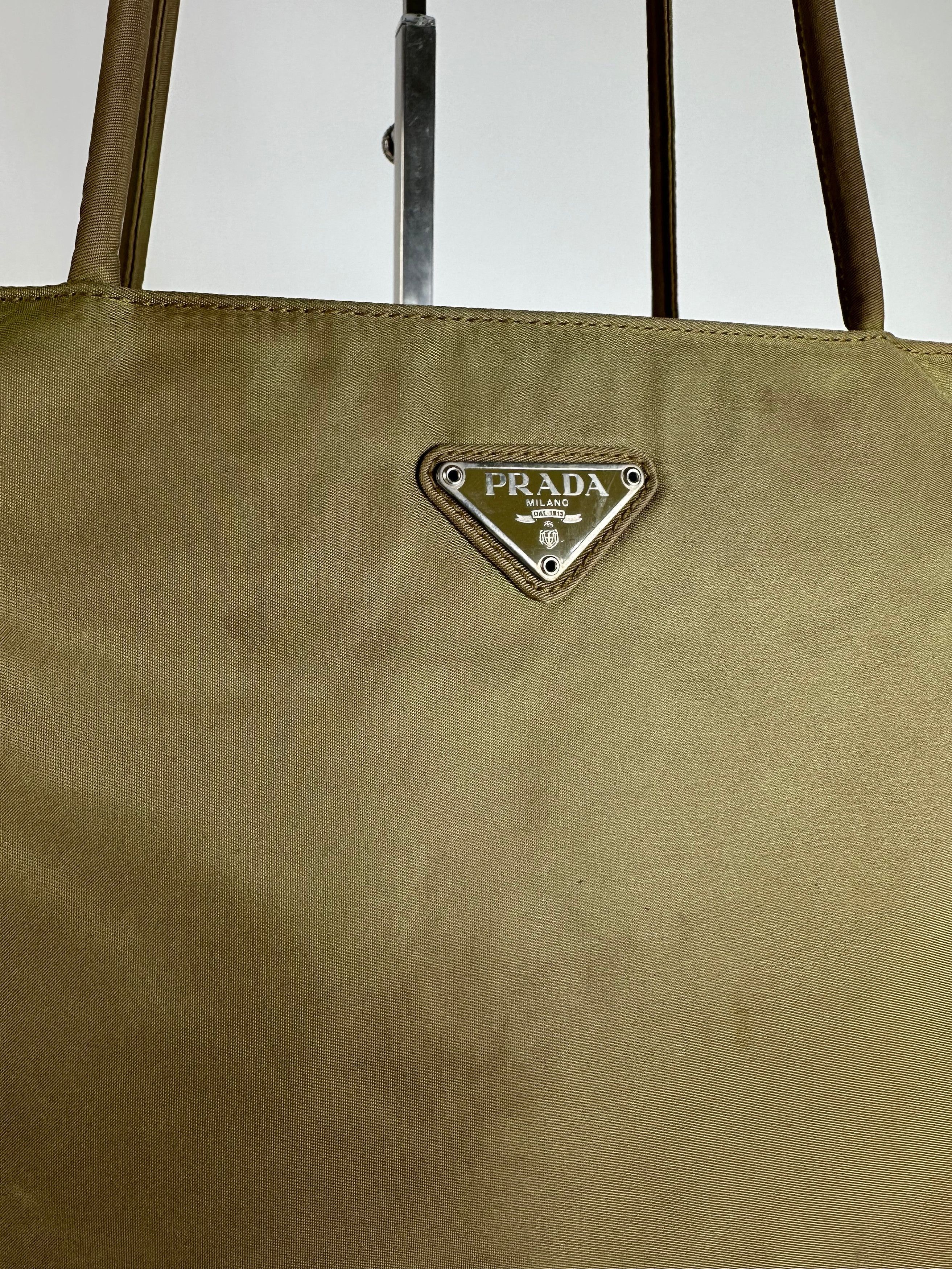 Prada Vintage Triangle Polyester Handbag Green Size ONE SIZE - 3 Thumbnail