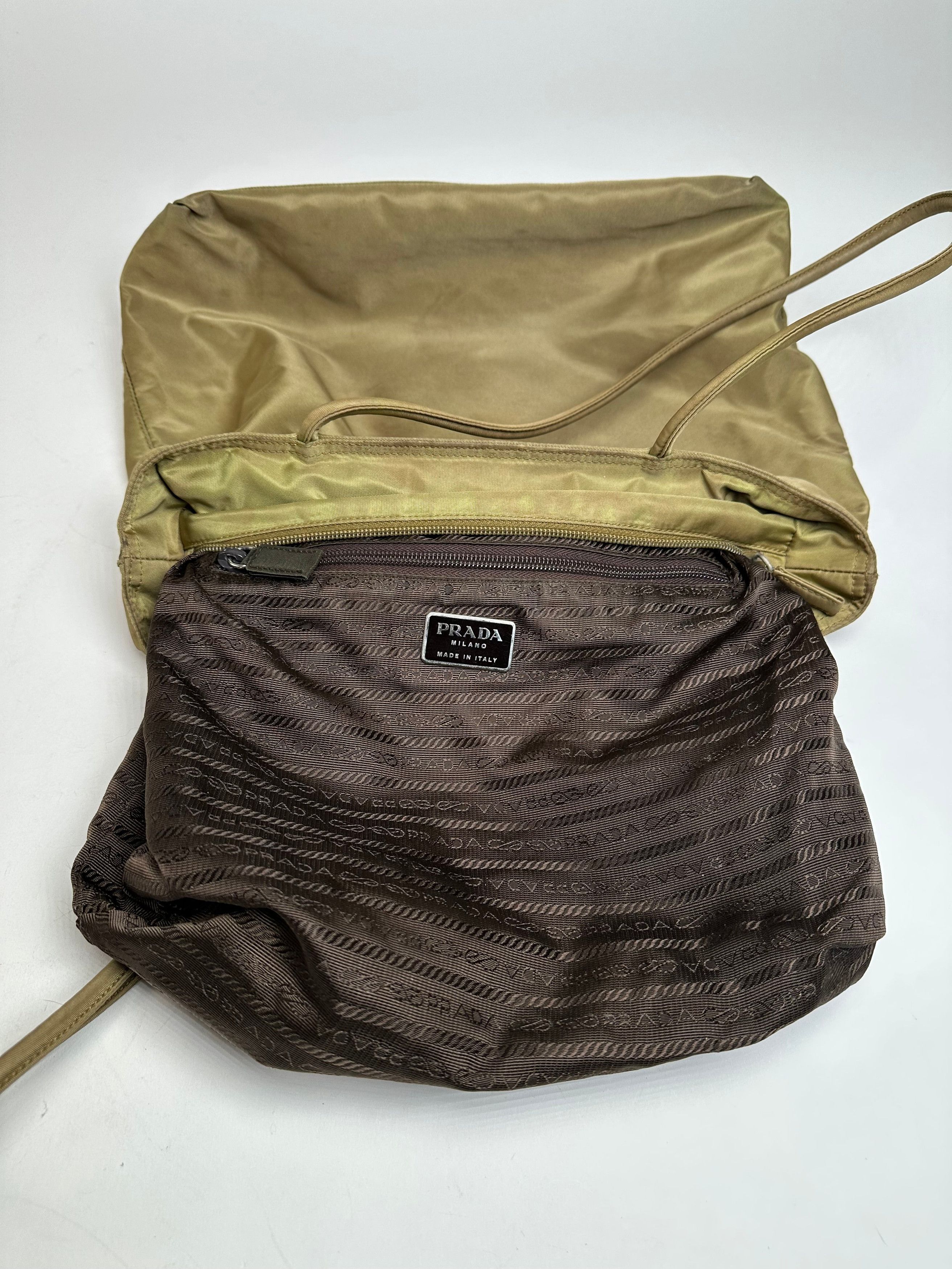 Prada Vintage Triangle Polyester Handbag Green Size ONE SIZE - 4 Thumbnail