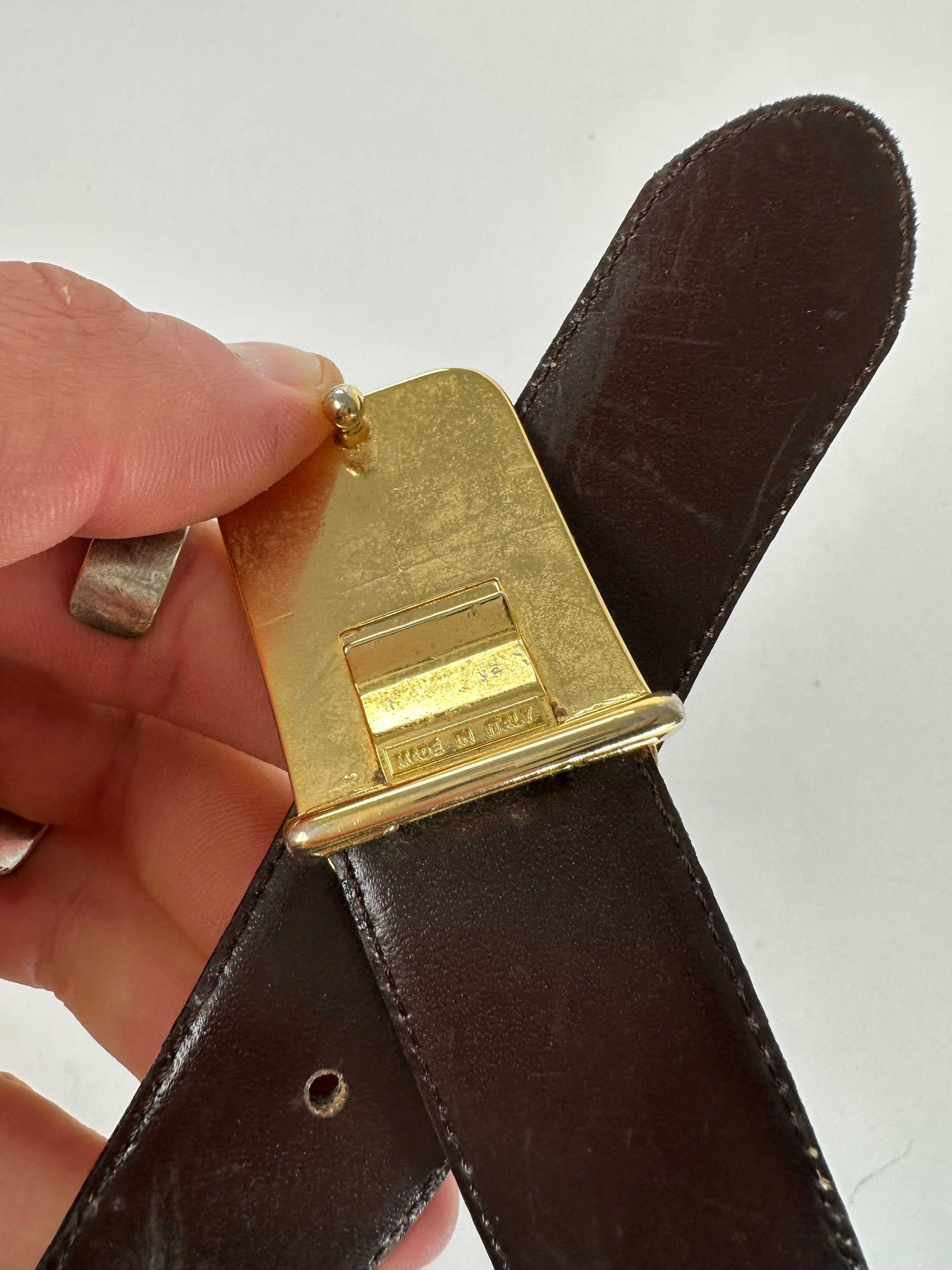 Dior Vintage Leather Belt Black Brown Size ONE SIZE - 3 Thumbnail