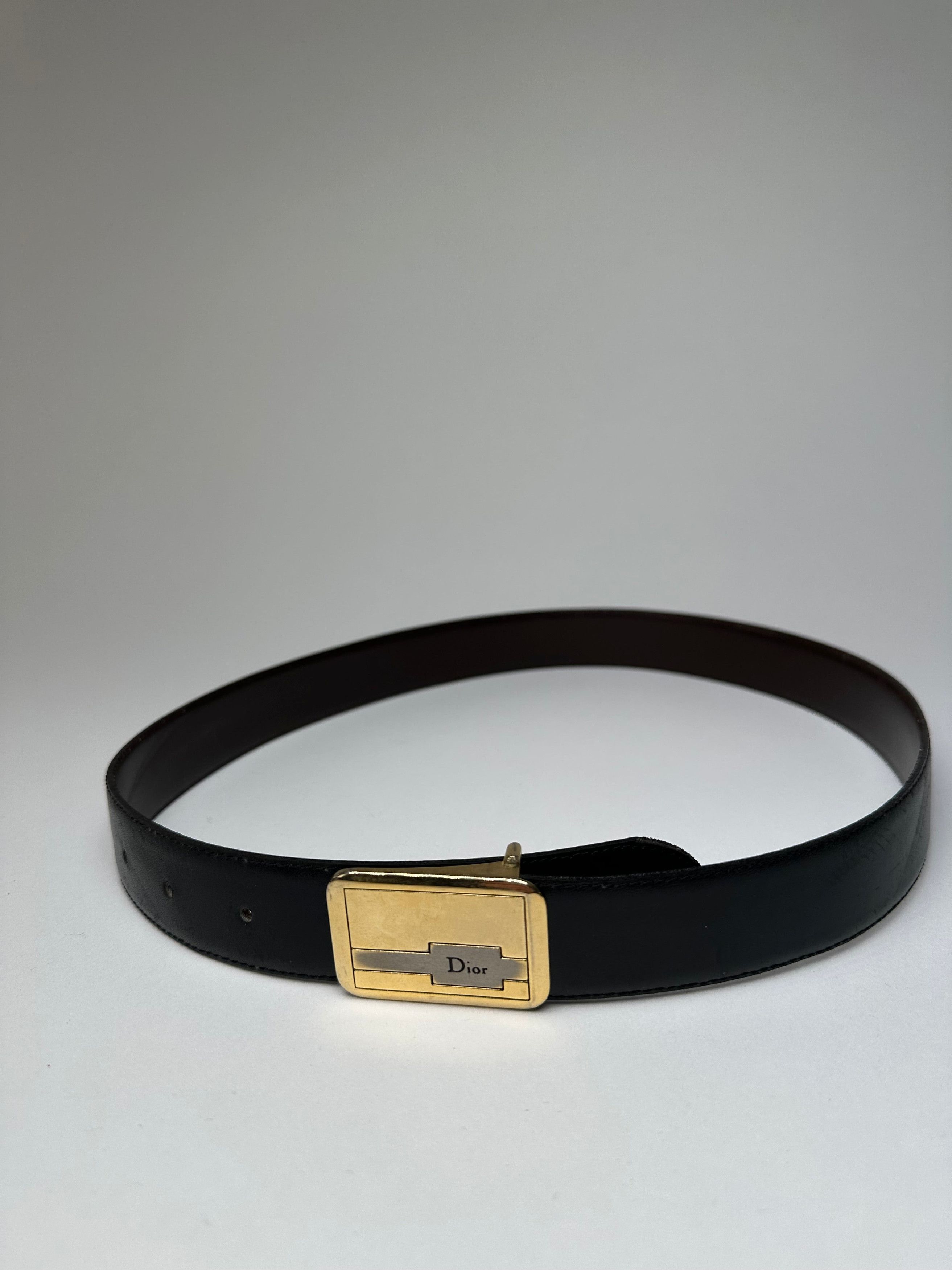 Dior Vintage Leather Belt Black Brown Size ONE SIZE - 4 Thumbnail