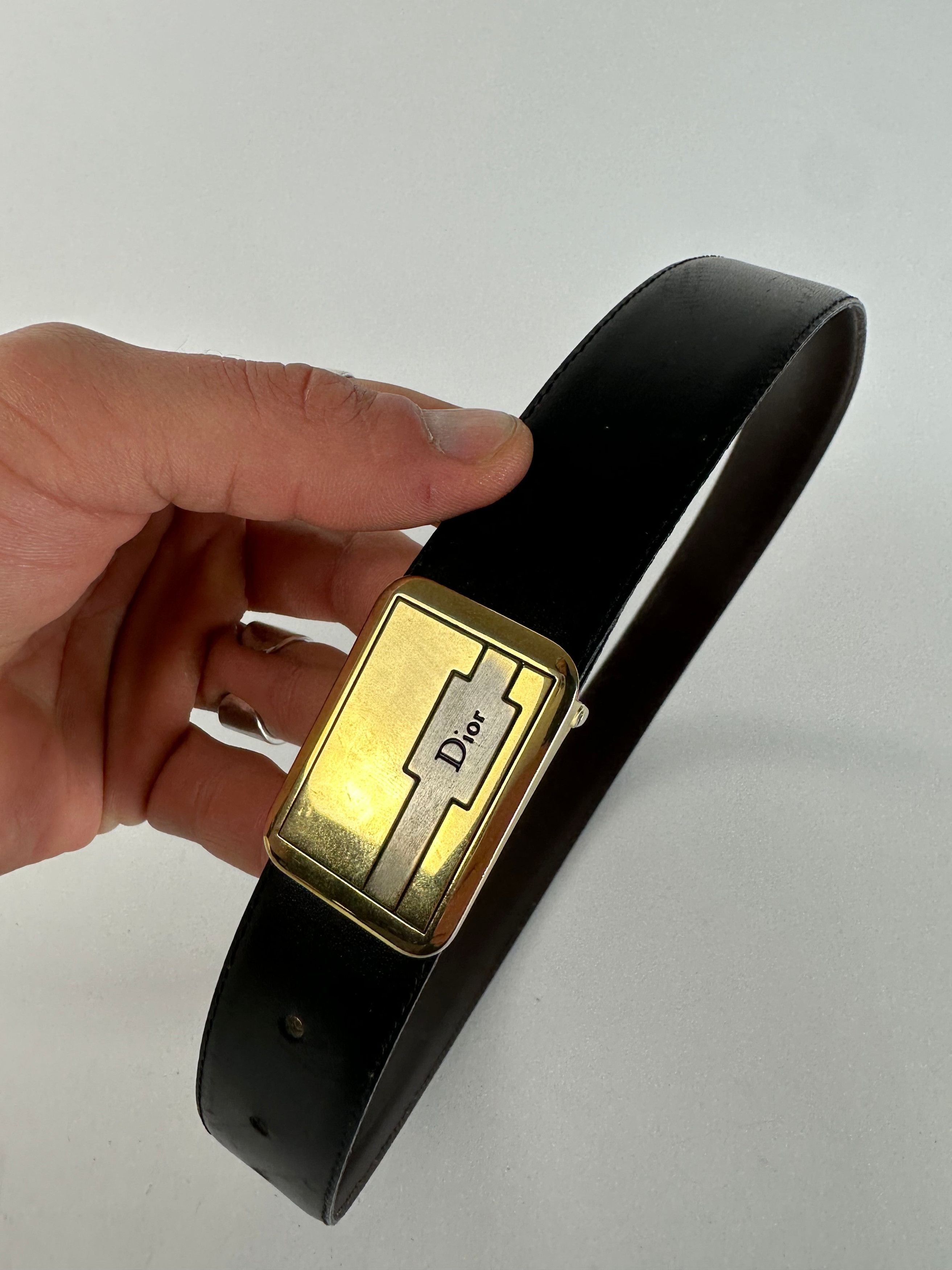 Dior Vintage Leather Belt Black Brown Size ONE SIZE - 2 Thumbnail