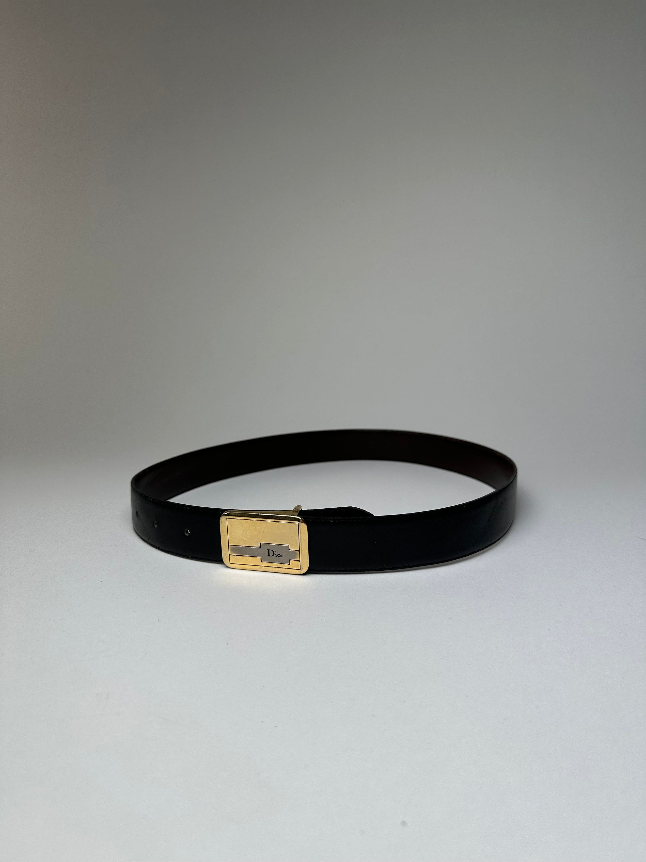 Dior Vintage Leather Belt Black Brown Size ONE SIZE - 8 Thumbnail