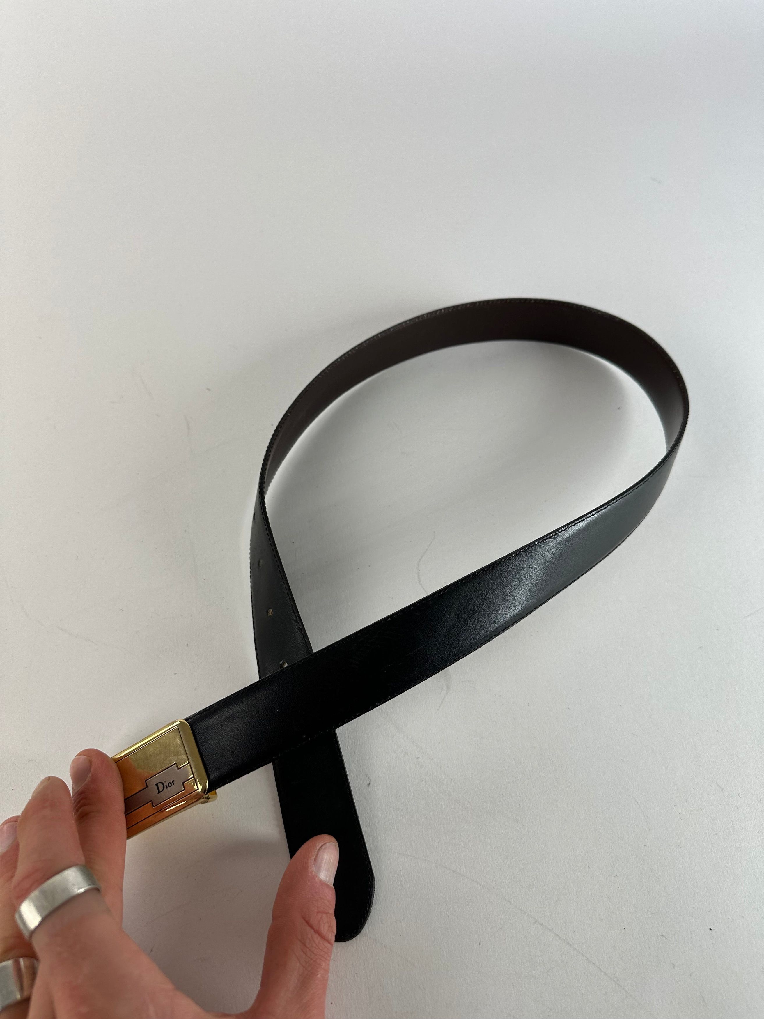 Dior Vintage Leather Belt Black Brown Size ONE SIZE - 5 Thumbnail