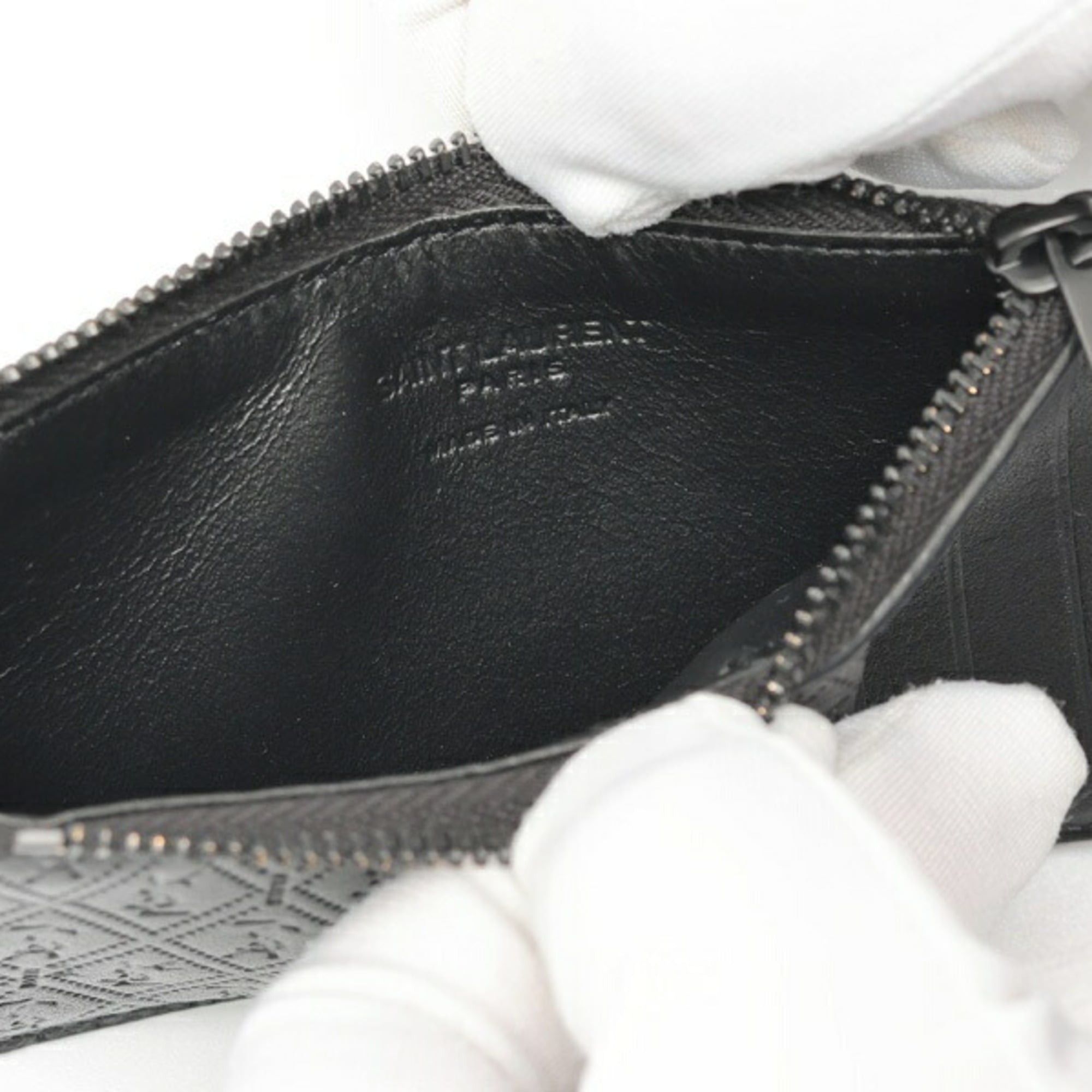 Saint Laurent Paris Saint Laurent zip card holder case 647149, leather, black Size ONE SIZE - 5 Thumbnail