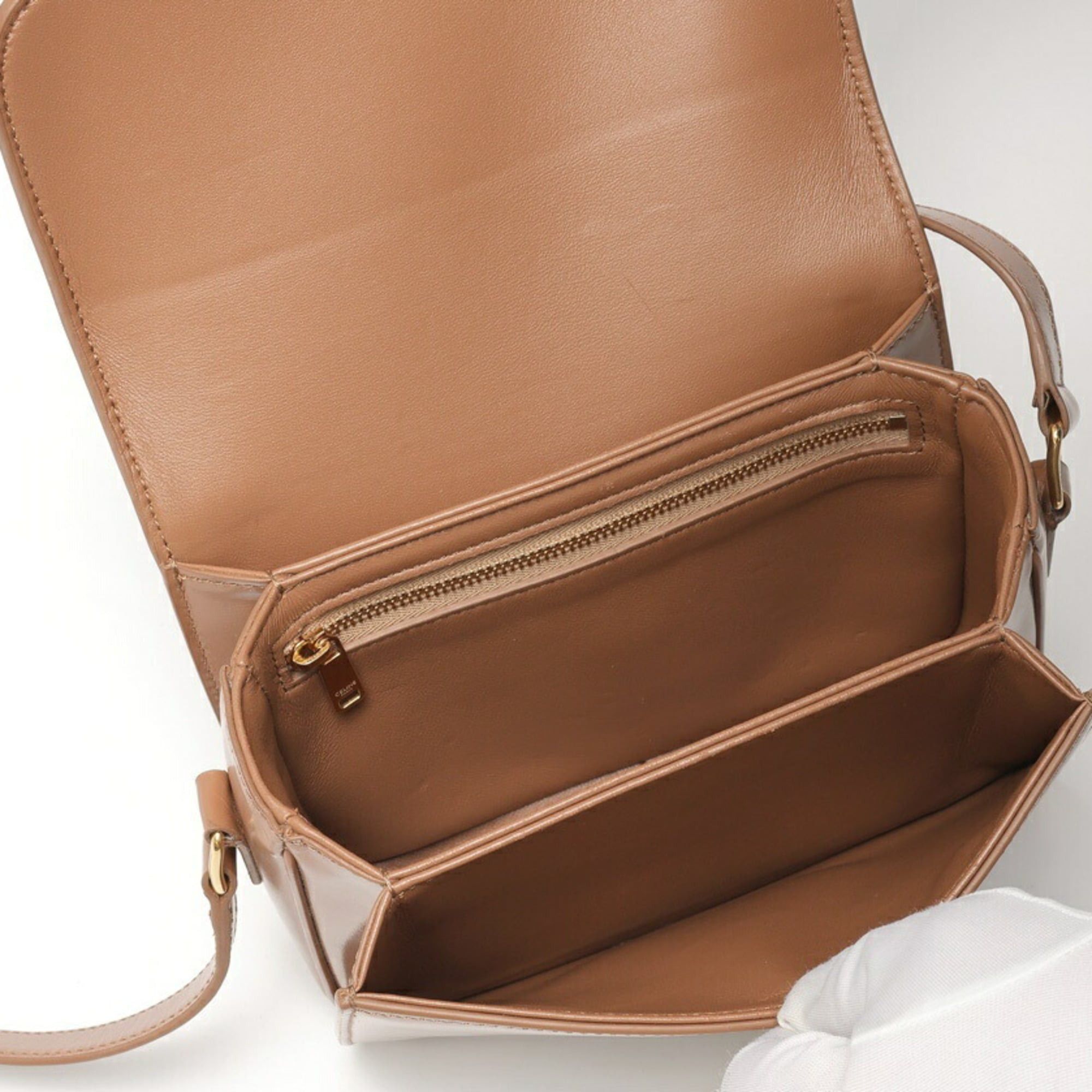 Celine Celine Teen Triomphe Bag Shoulder 18842 Shiny Calfskin Brown Size ONE SIZE - 8 Thumbnail