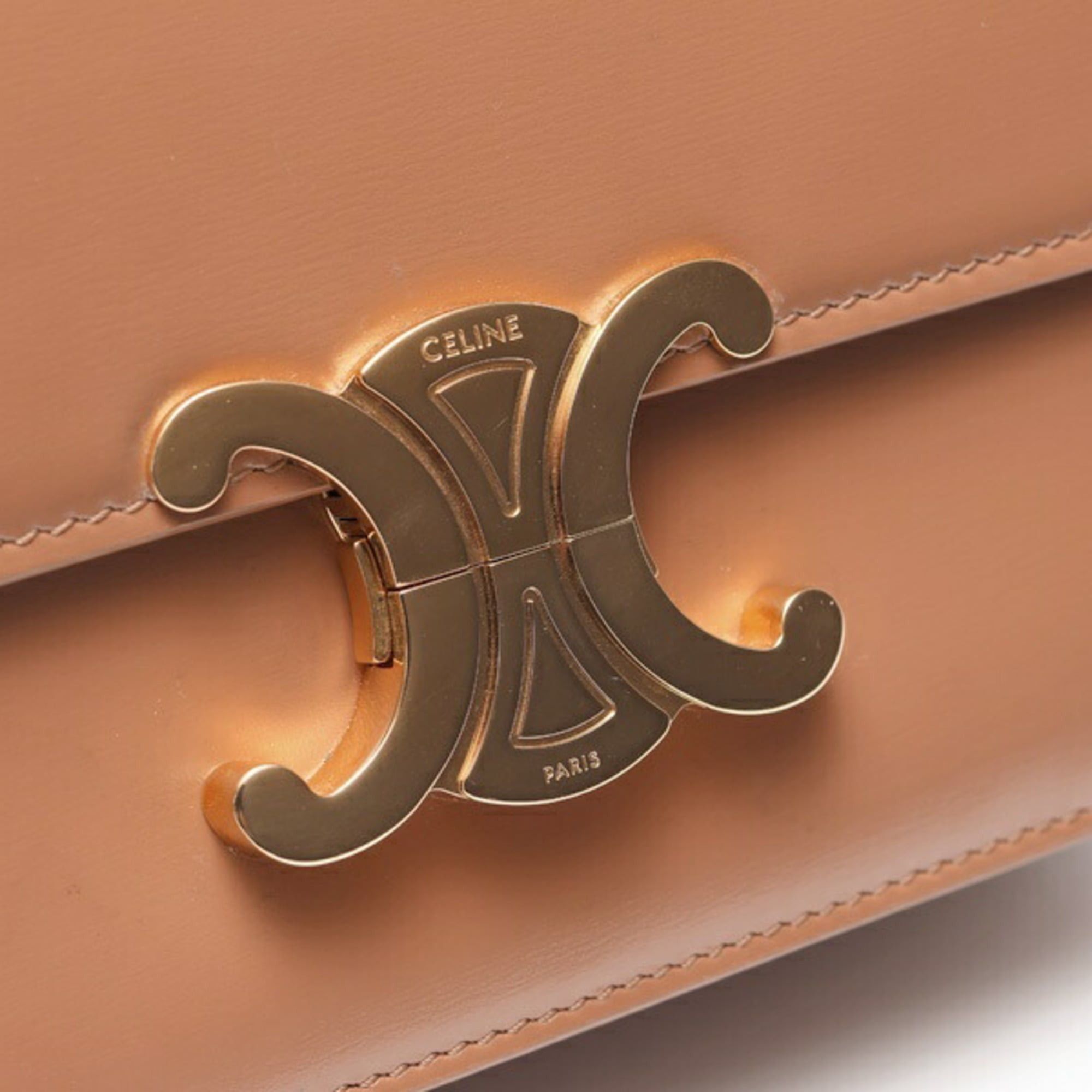 Celine Celine Teen Triomphe Bag Shoulder 18842 Shiny Calfskin Brown Size ONE SIZE - 5 Thumbnail