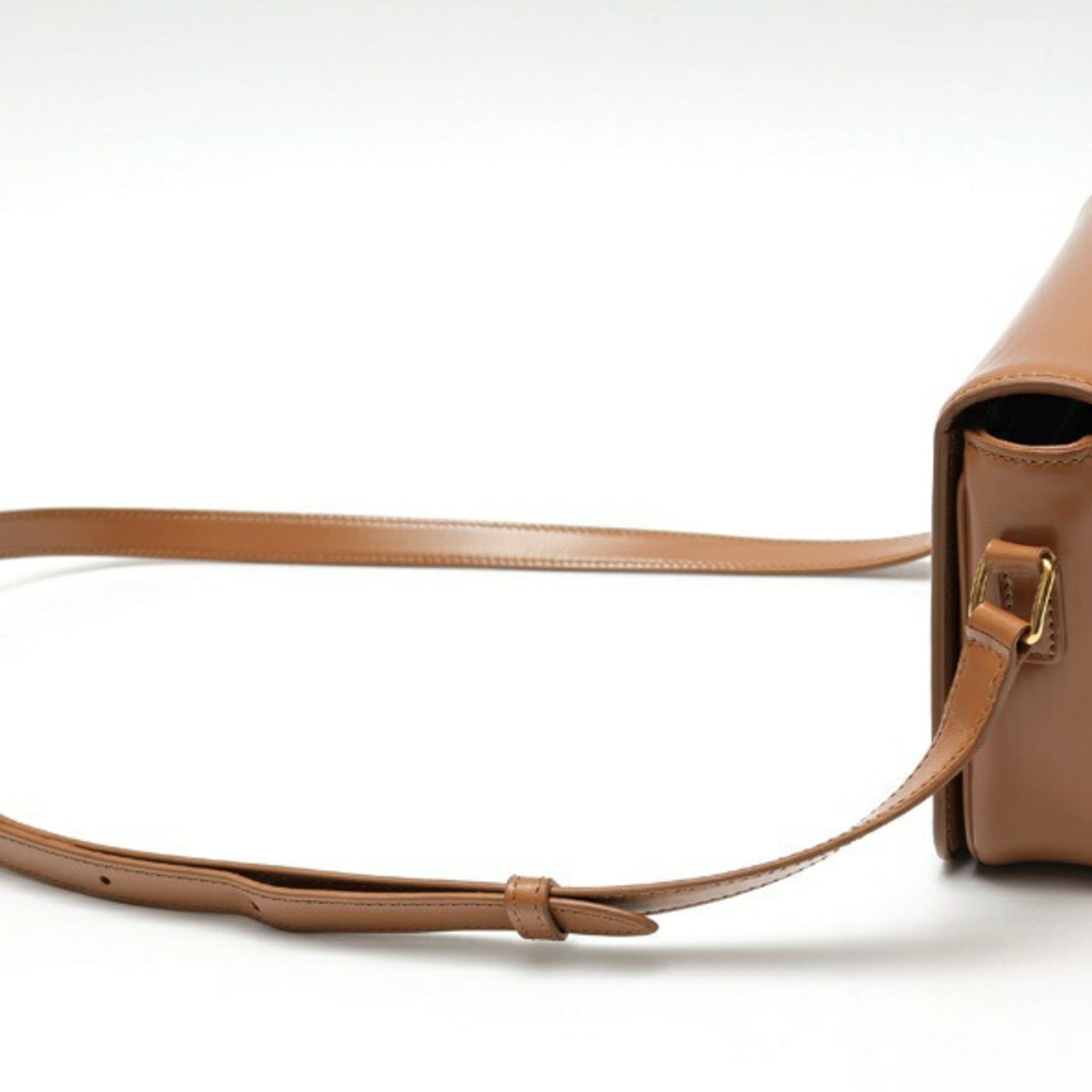 Celine Celine Teen Triomphe Bag Shoulder 18842 Shiny Calfskin Brown Size ONE SIZE - 2 Thumbnail