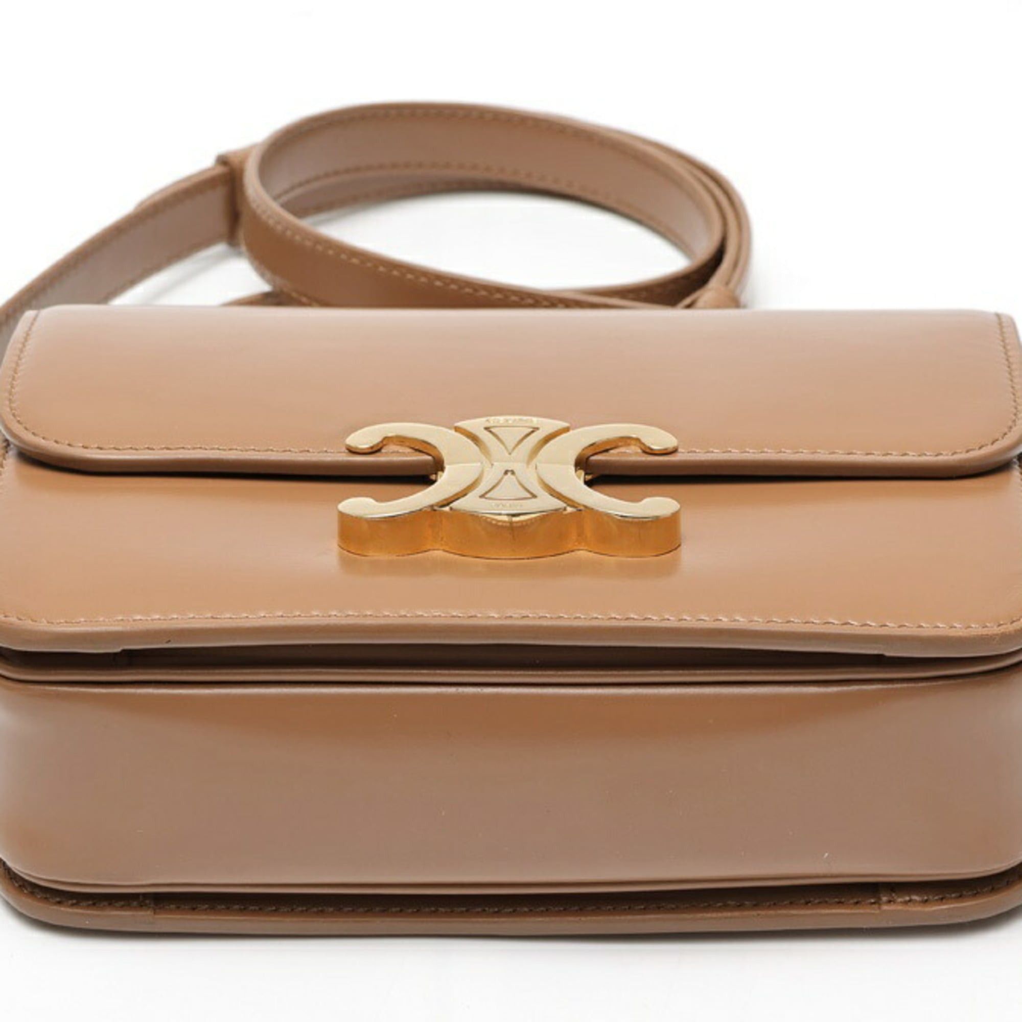 Celine Celine Teen Triomphe Bag Shoulder 18842 Shiny Calfskin Brown Size ONE SIZE - 4 Thumbnail