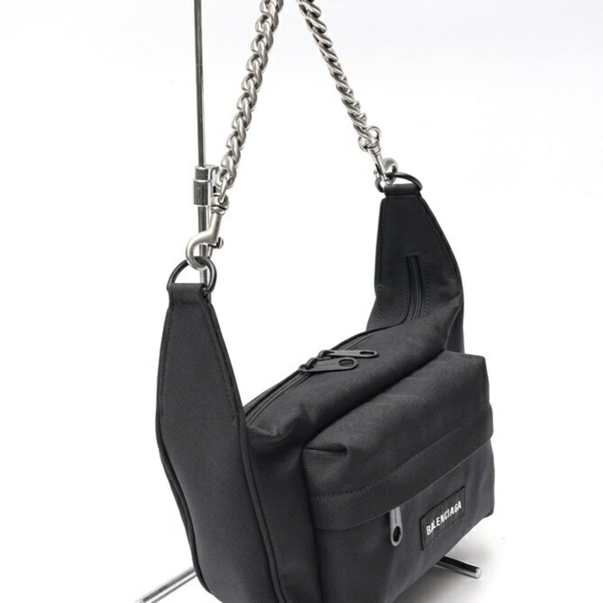 Balenciaga Balenciaga Labor Medium Chain Shoulder Bag 741080 Nylon Metal Black Size ONE SIZE - 2 Thumbnail