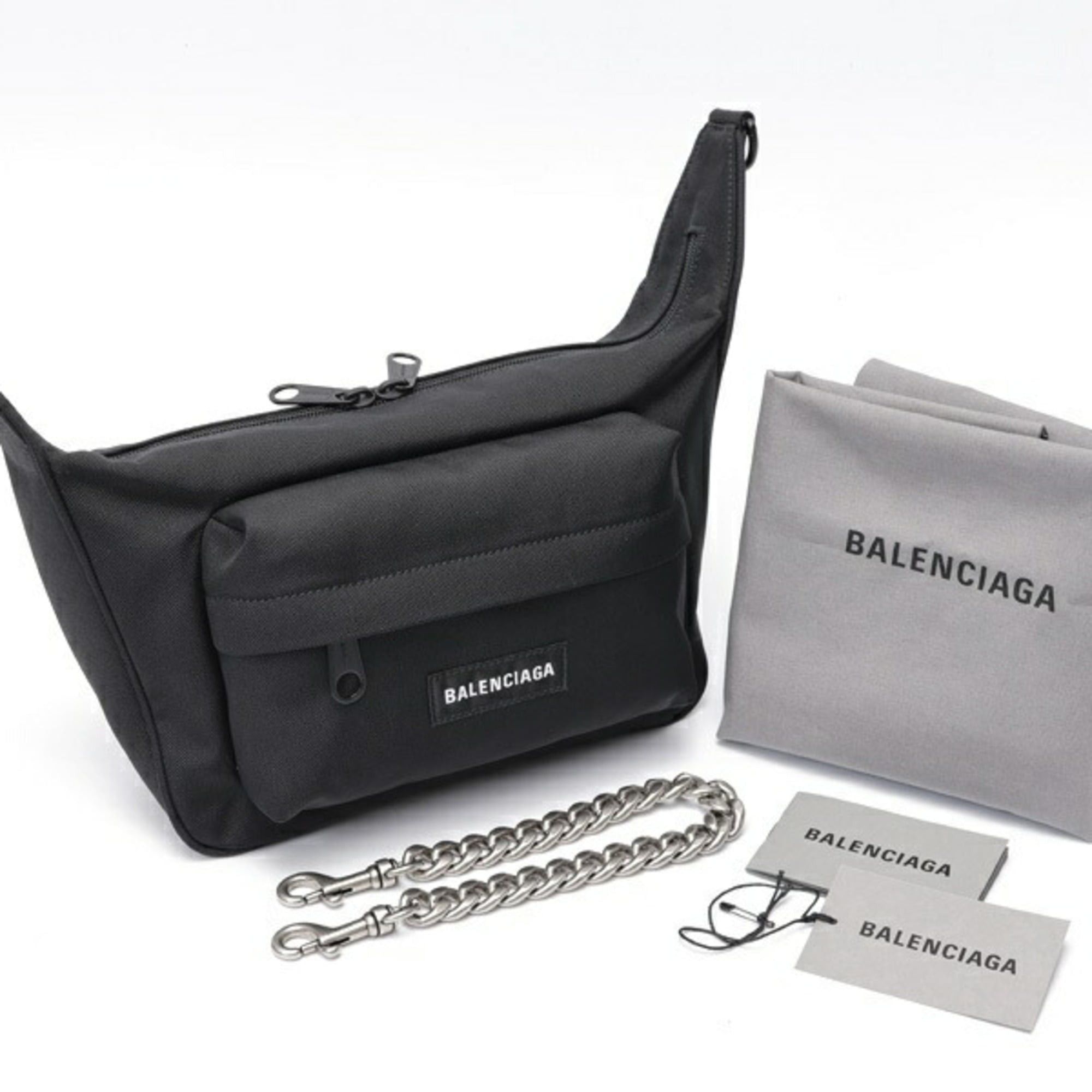 Balenciaga Balenciaga Labor Medium Chain Shoulder Bag 741080 Nylon Metal Black Size ONE SIZE - 7 Thumbnail
