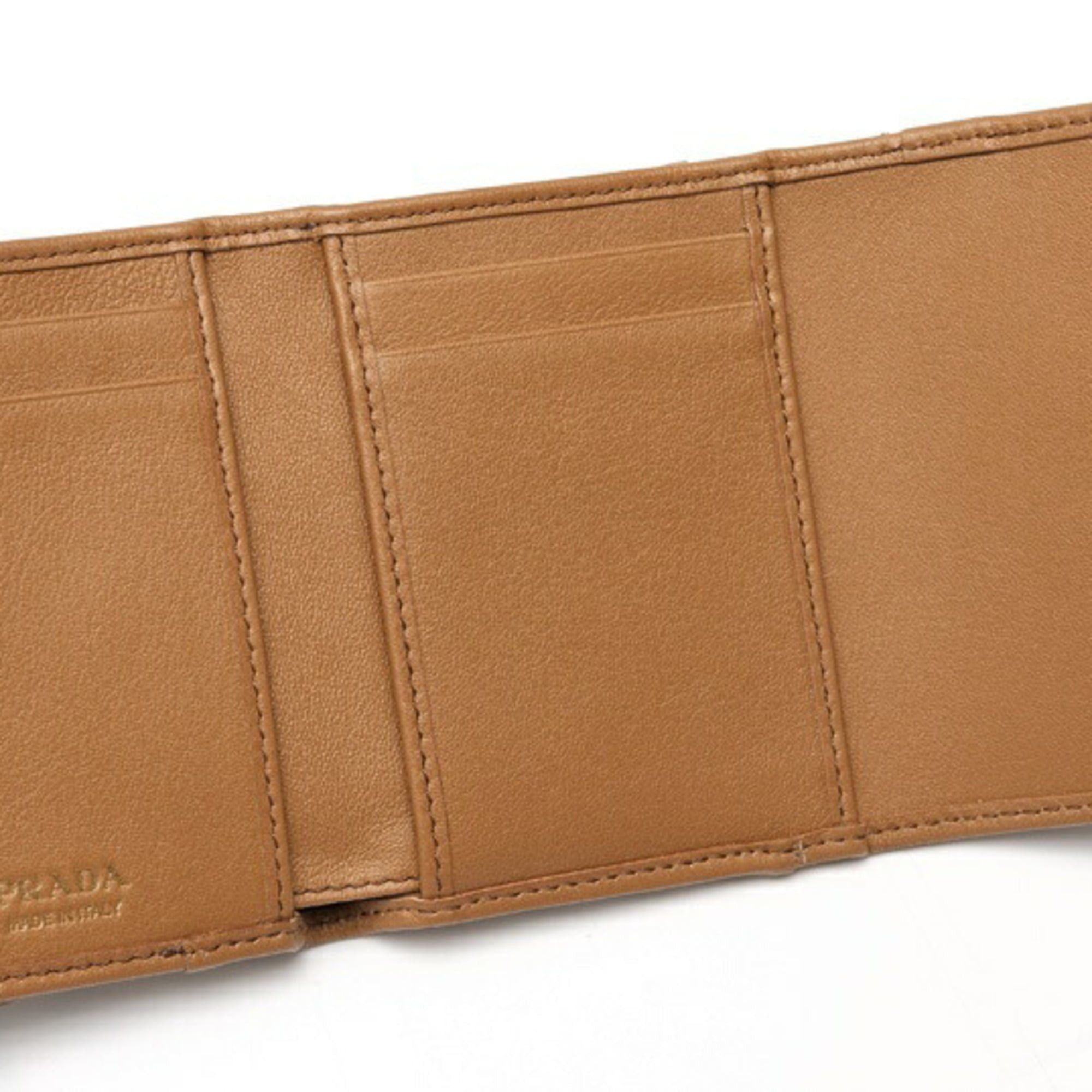 Prada Prada Compact Wallet Tri-fold 1MH043 Leather Brown Size ONE SIZE - 7 Thumbnail