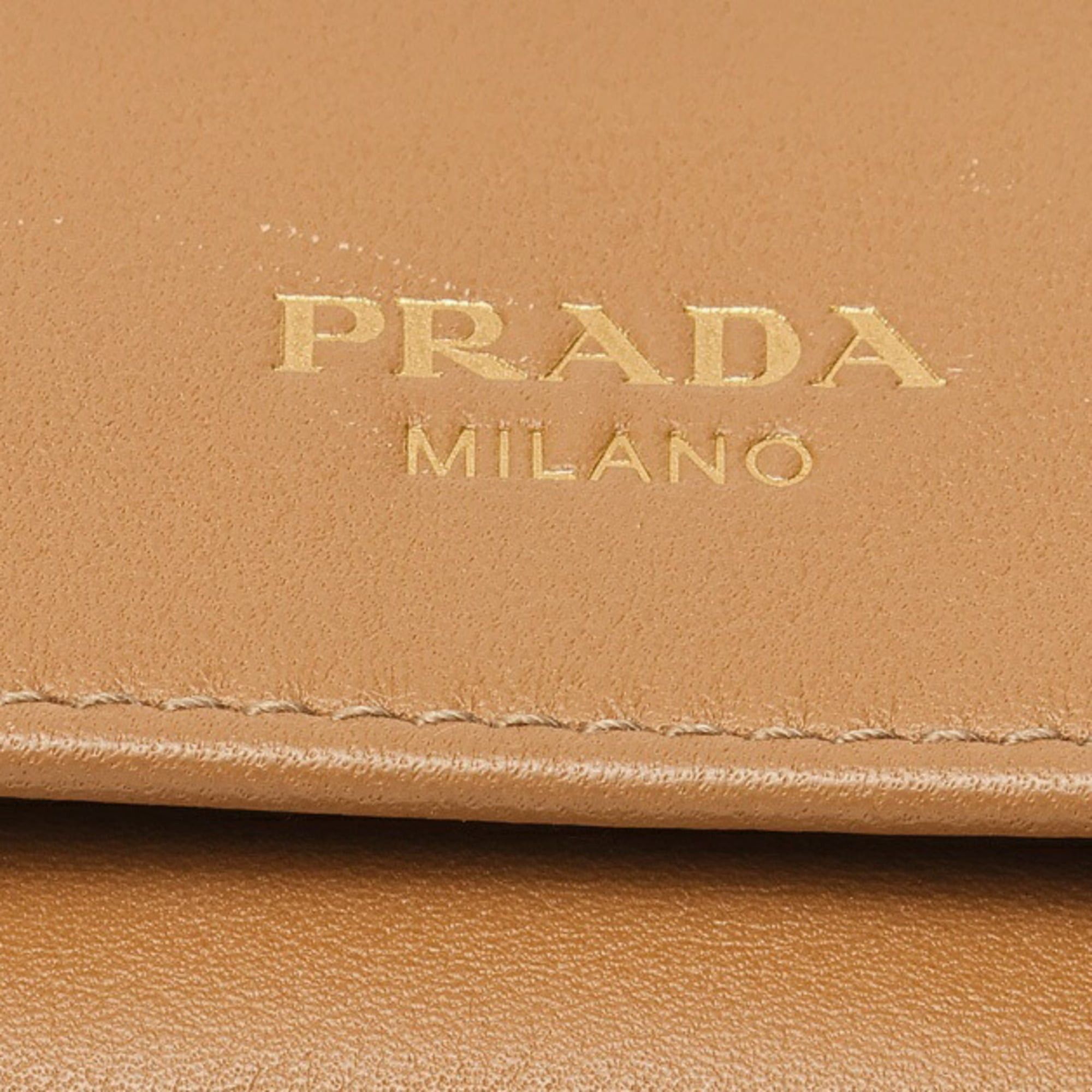Prada Prada Compact Wallet Tri-fold 1MH043 Leather Brown Size ONE SIZE - 4 Thumbnail