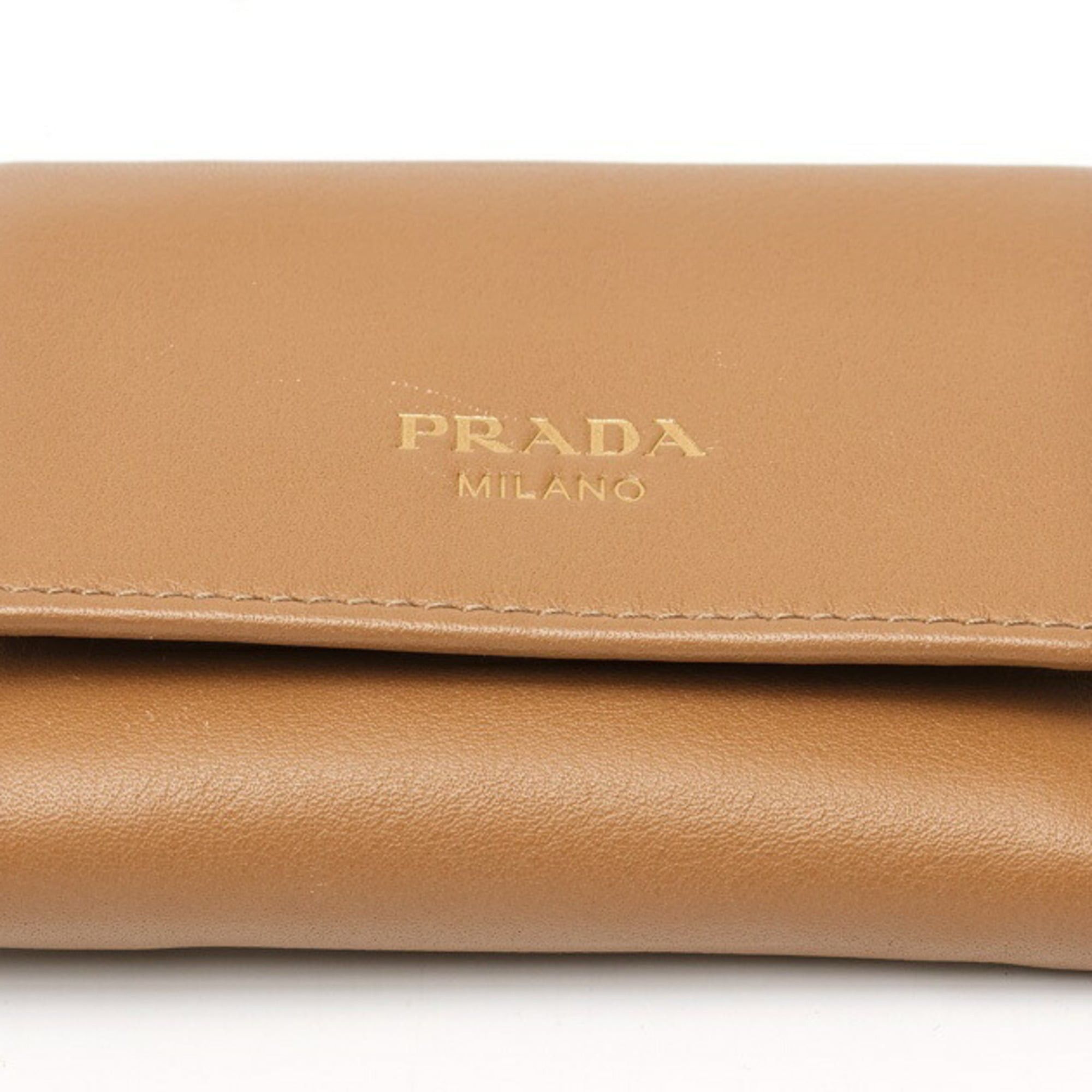 Prada Prada Compact Wallet Tri-fold 1MH043 Leather Brown Size ONE SIZE - 3 Thumbnail