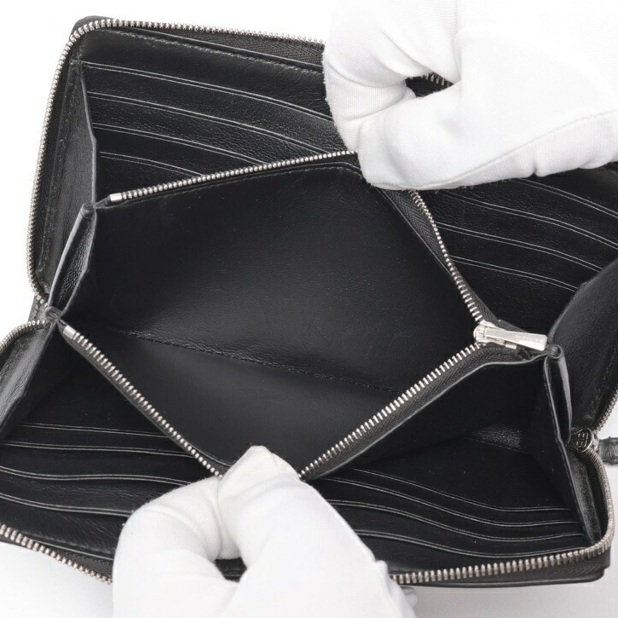 Balenciaga Balenciaga Round Zip Continental Wallet 594317, Perforated Leather, Black Size ONE SIZE - 6 Thumbnail