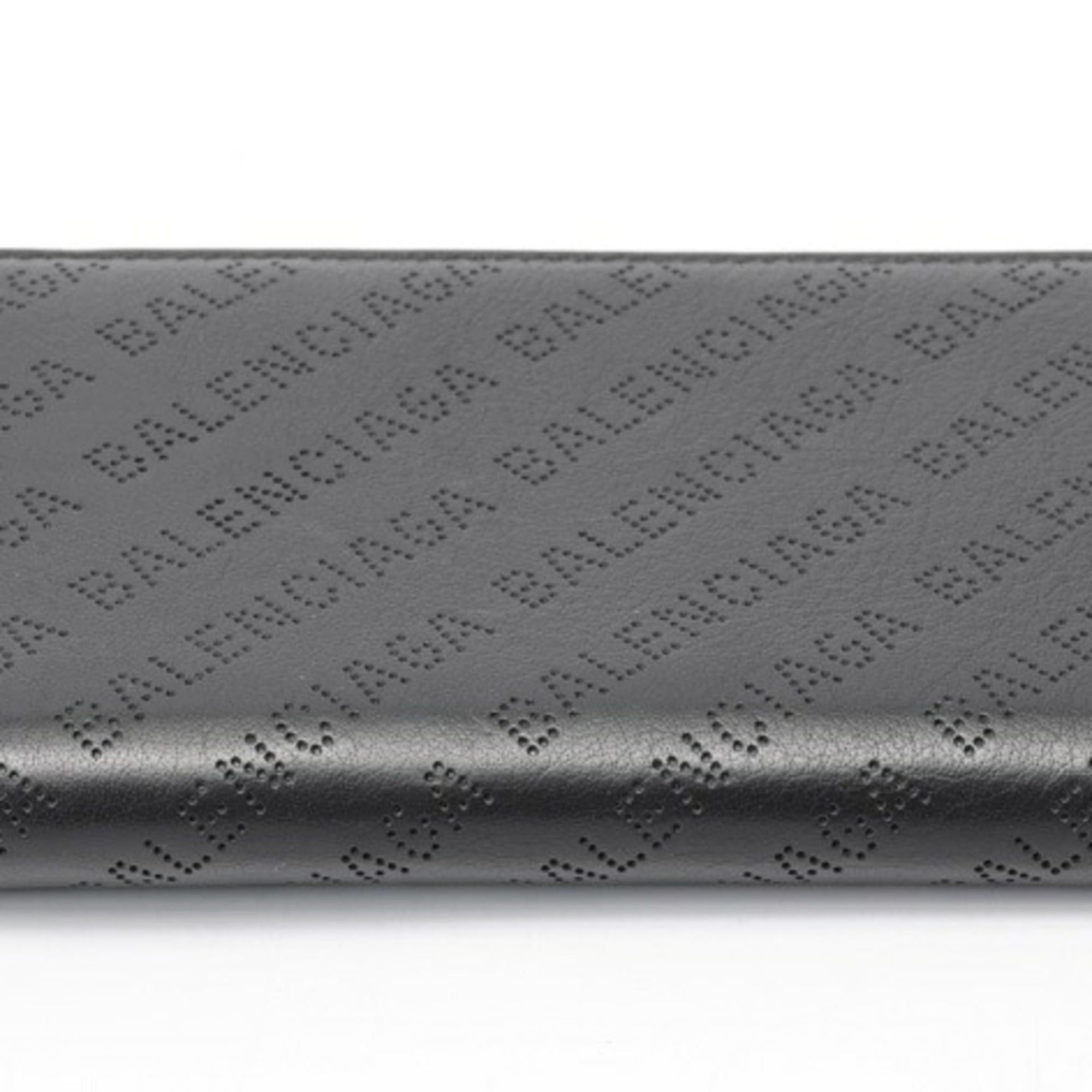 Balenciaga Balenciaga Round Zip Continental Wallet 594317, Perforated Leather, Black Size ONE SIZE - 3 Thumbnail