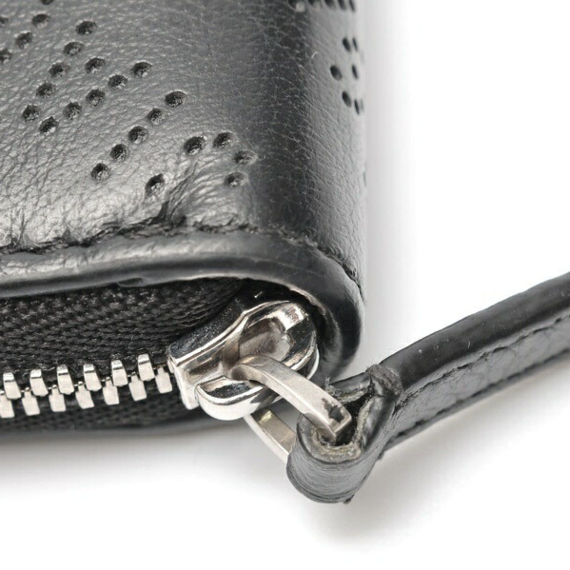 Balenciaga Balenciaga Round Zip Continental Wallet 594317, Perforated Leather, Black Size ONE SIZE - 4 Thumbnail