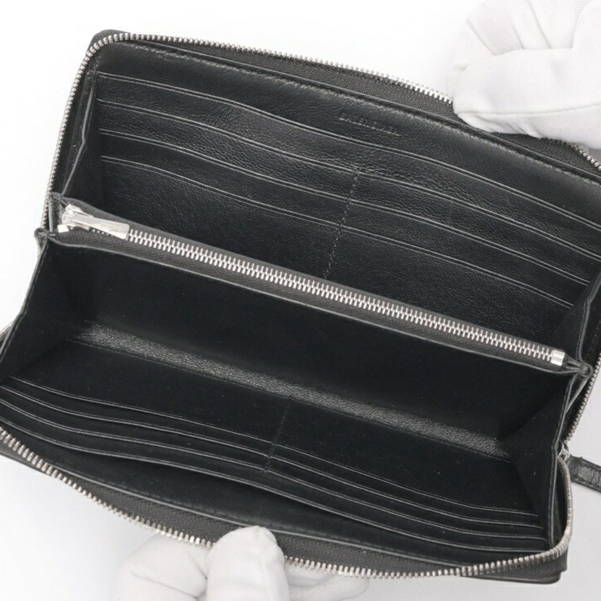 Balenciaga Balenciaga Round Zip Continental Wallet 594317, Perforated Leather, Black Size ONE SIZE - 5 Thumbnail