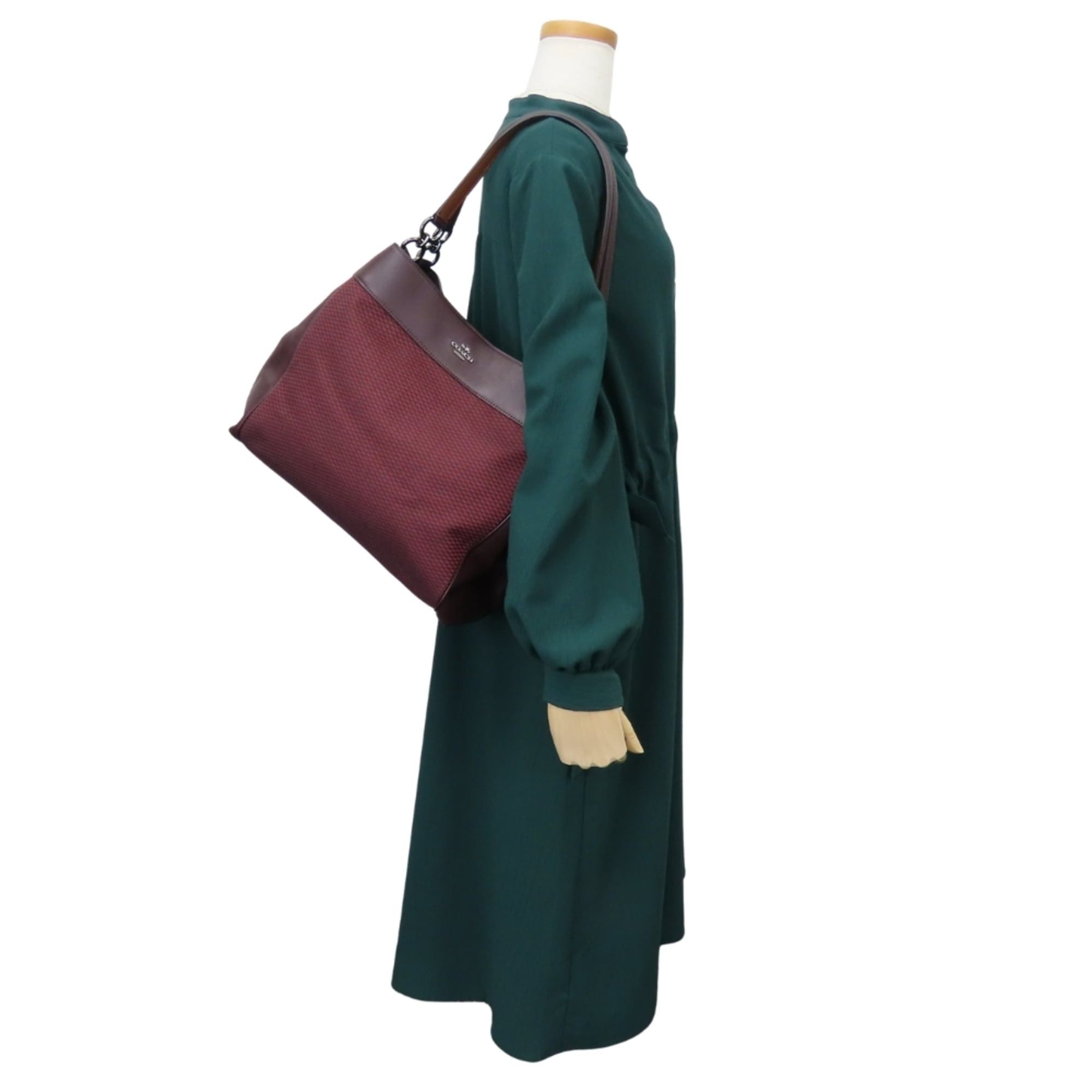 Coach Coach Tote Bag F57540 Canvas Leather Bordeaux Brown Women's COACH Size ONE SIZE - 24 Thumbnail