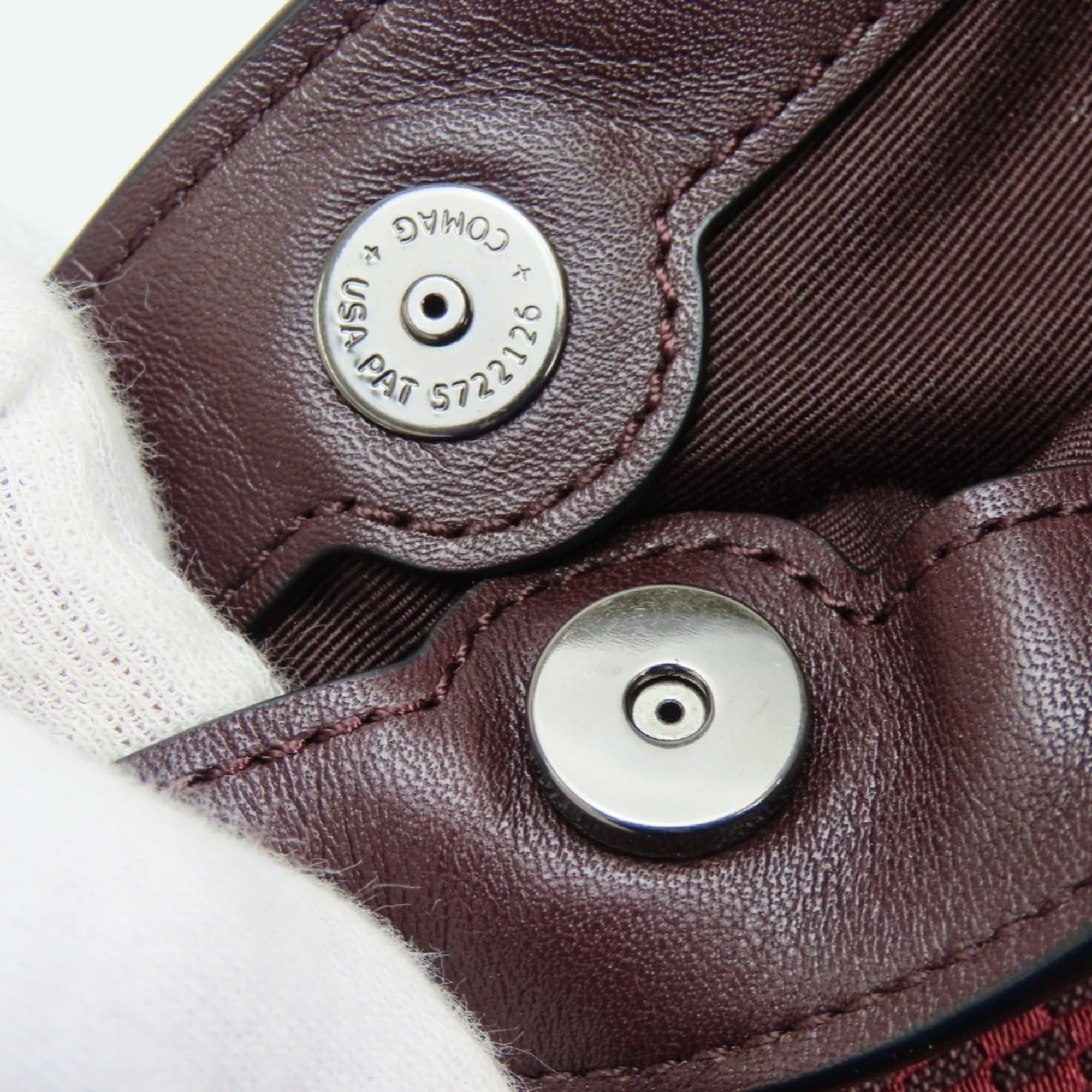 Coach Coach Tote Bag F57540 Canvas Leather Bordeaux Brown Women's COACH Size ONE SIZE - 23 Thumbnail