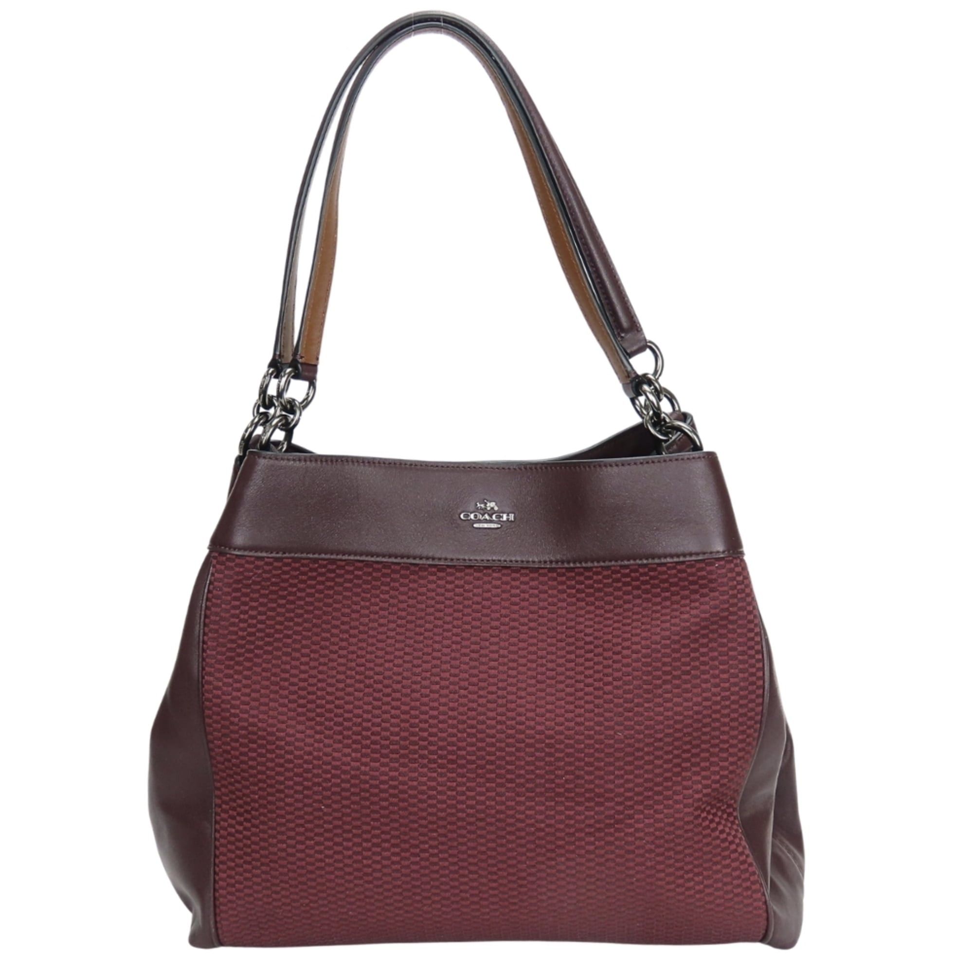 Coach Coach Tote Bag F57540 Canvas Leather Bordeaux Brown Women's COACH Size ONE SIZE - 2 Thumbnail