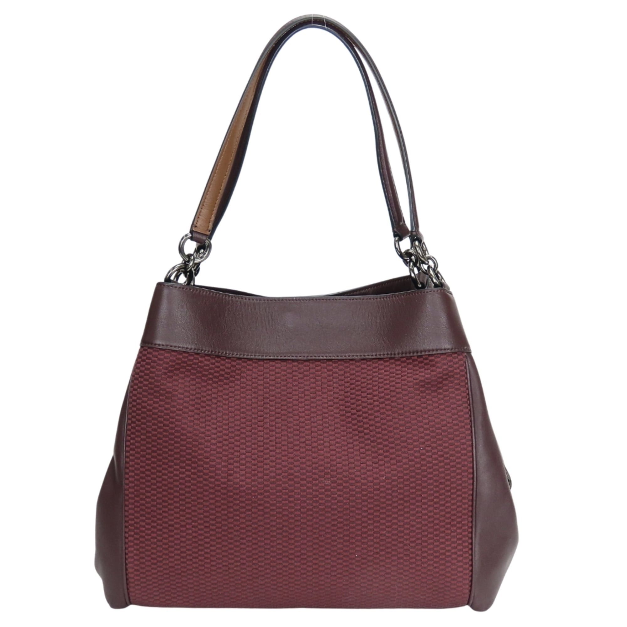 Coach Coach Tote Bag F57540 Canvas Leather Bordeaux Brown Women's COACH Size ONE SIZE - 4 Thumbnail