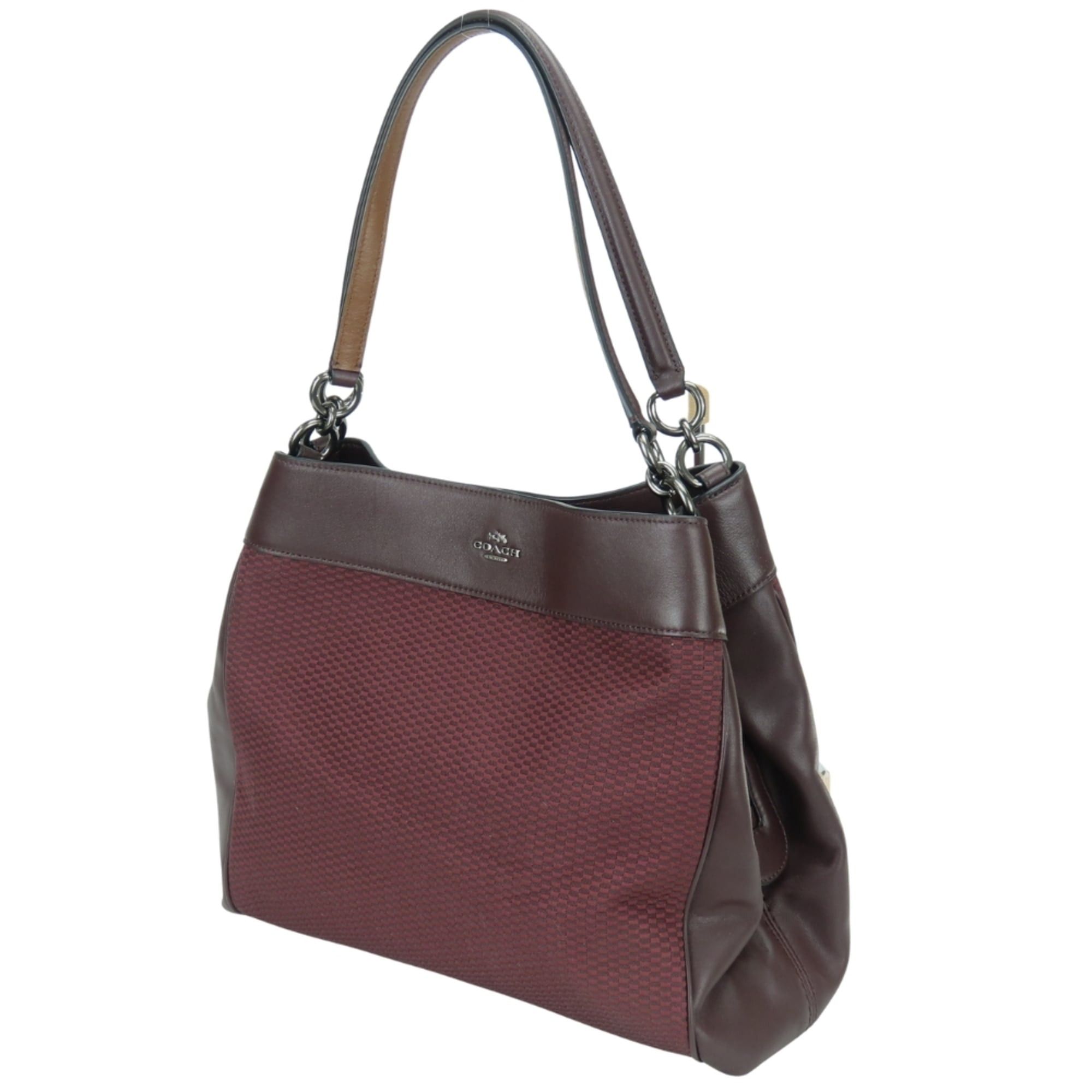 Coach Coach Tote Bag F57540 Canvas Leather Bordeaux Brown Women's COACH Size ONE SIZE - 3 Thumbnail