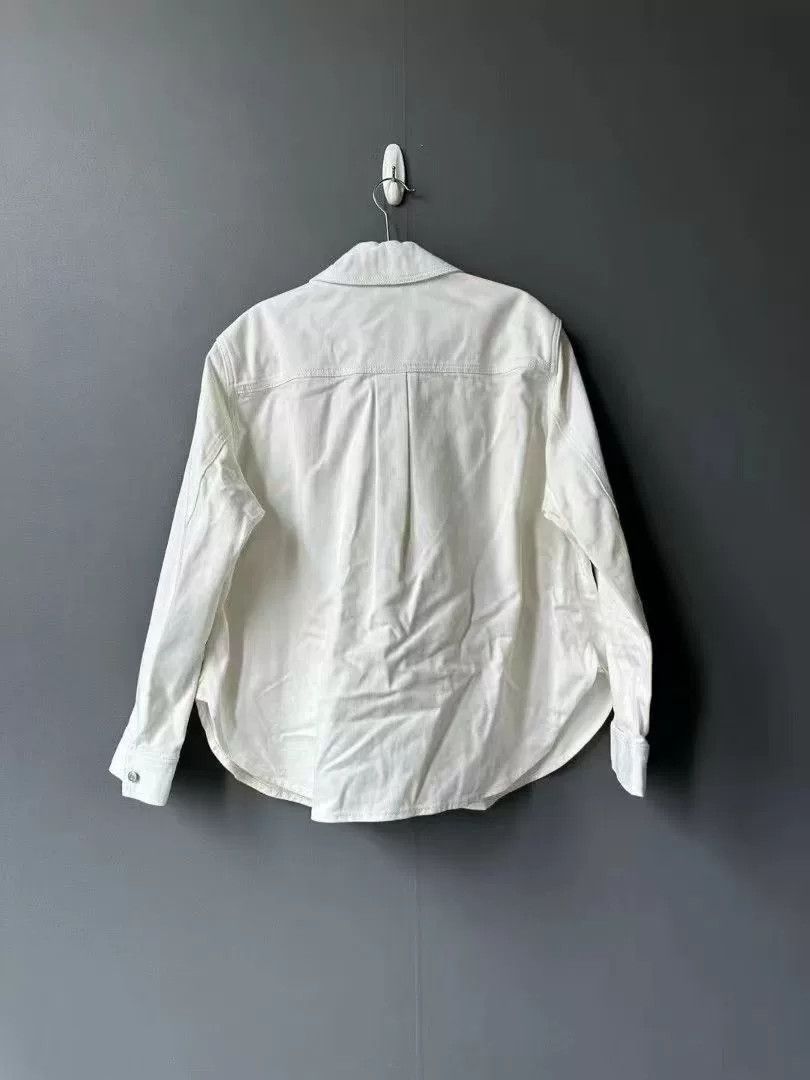 Loewe Loewe White Logo Shirt Jacket Size US XXS / EU 40 - 2 Thumbnail