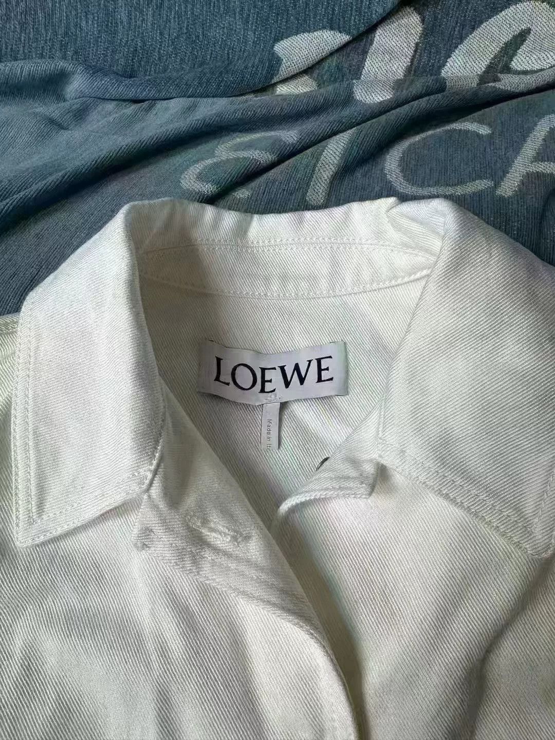 Loewe Loewe White Logo Shirt Jacket Size US XXS / EU 40 - 5 Thumbnail