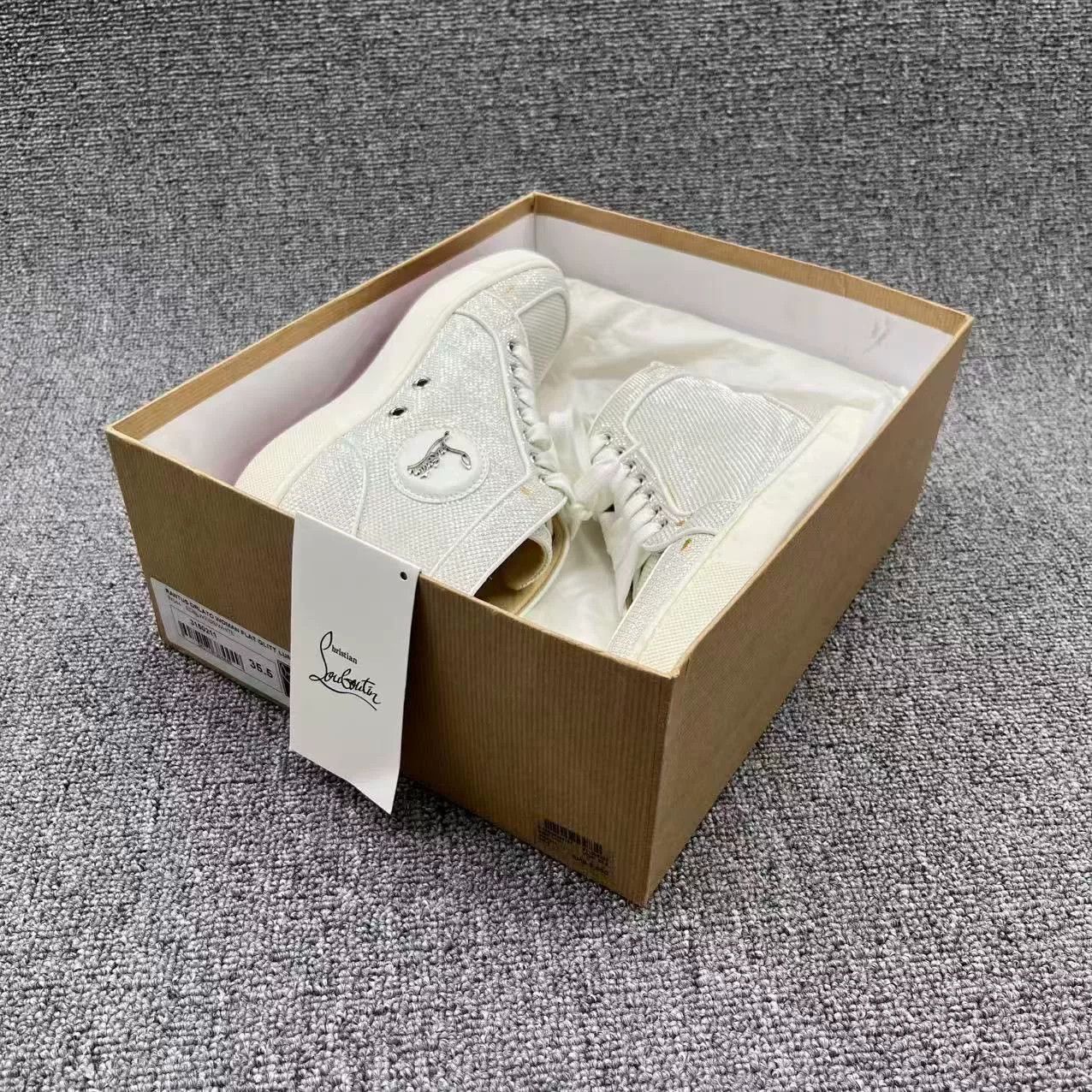 Christian Louboutin Christian Louboutin Woven High-Top Red Sole Sneakers Size US 4.5 / IT 34.5 - 7 Thumbnail