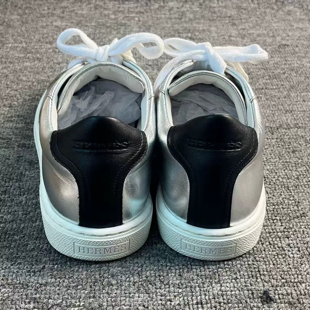 Hermes Hermes Silver Black H Low-Top Sneakers Size US 4.5 / IT 34.5 - 4 Thumbnail