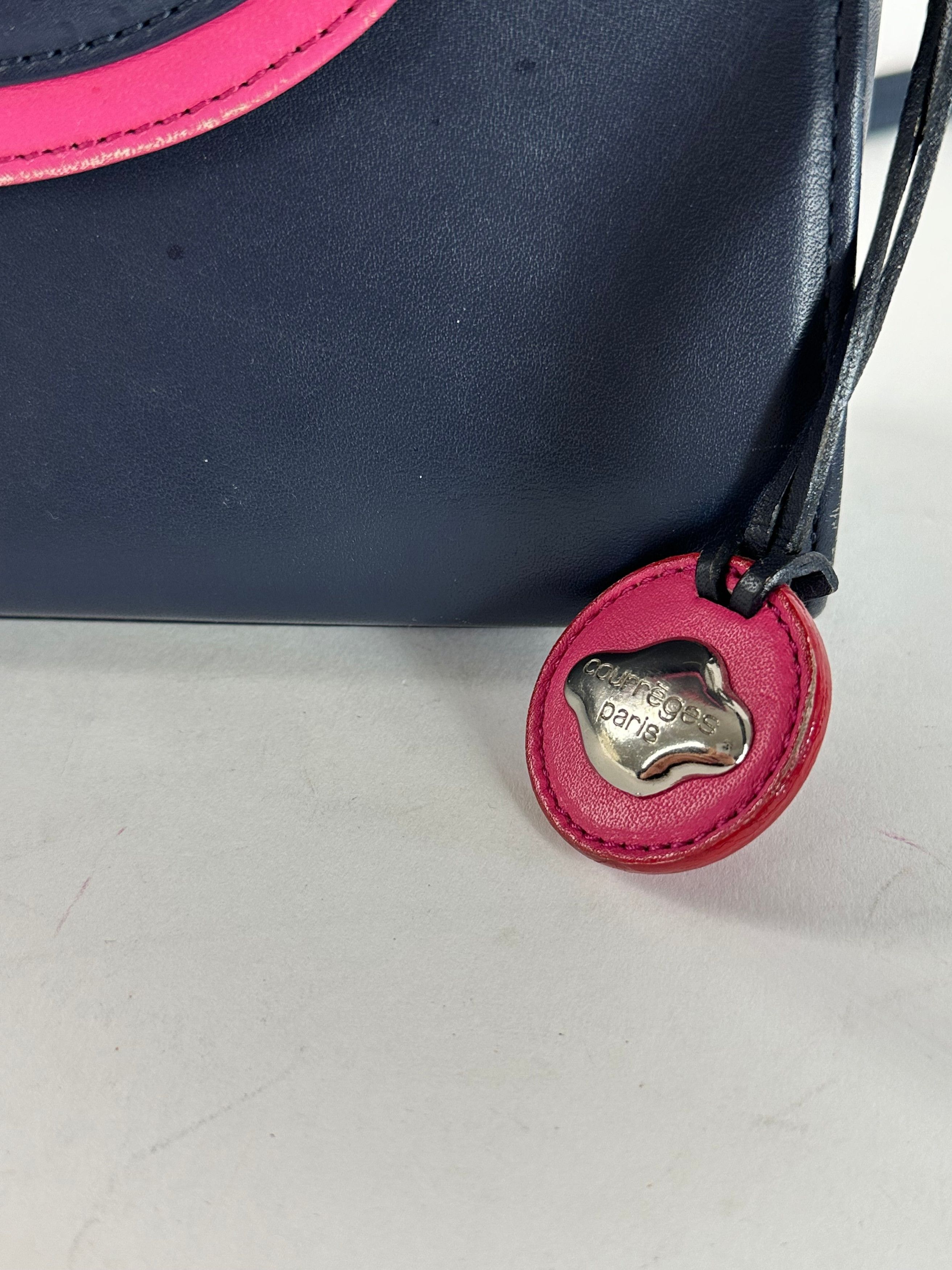 Courreges Vintage 2WAY Leather Handbag Navy Pink Size ONE SIZE - 7 Thumbnail