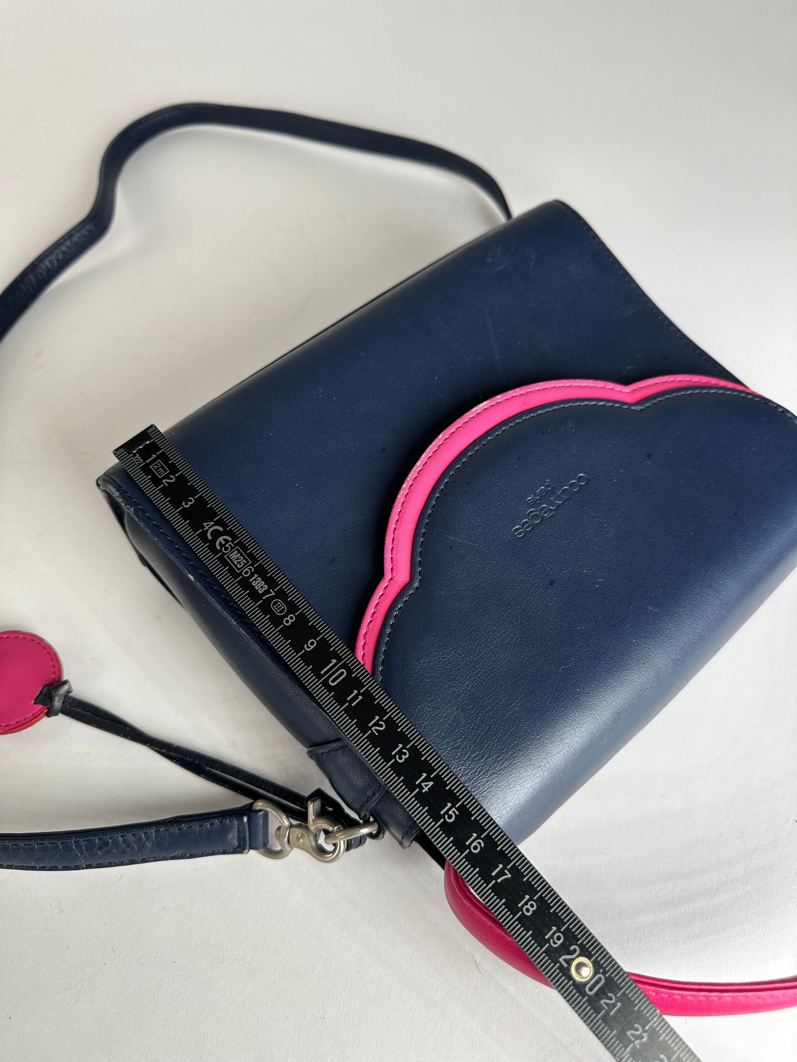 Courreges Vintage 2WAY Leather Handbag Navy Pink Size ONE SIZE - 14 Thumbnail