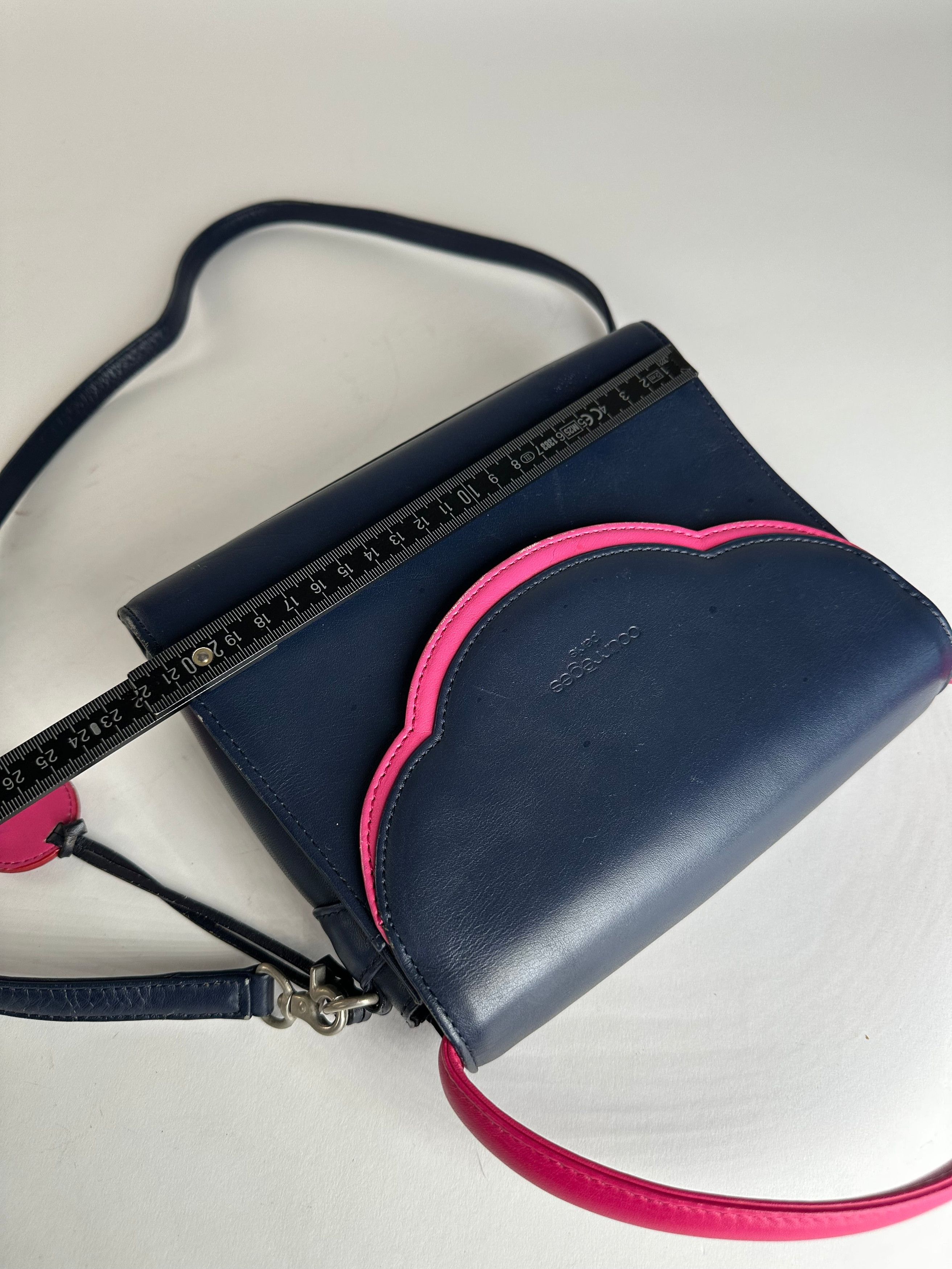 Courreges Vintage 2WAY Leather Handbag Navy Pink Size ONE SIZE - 13 Thumbnail