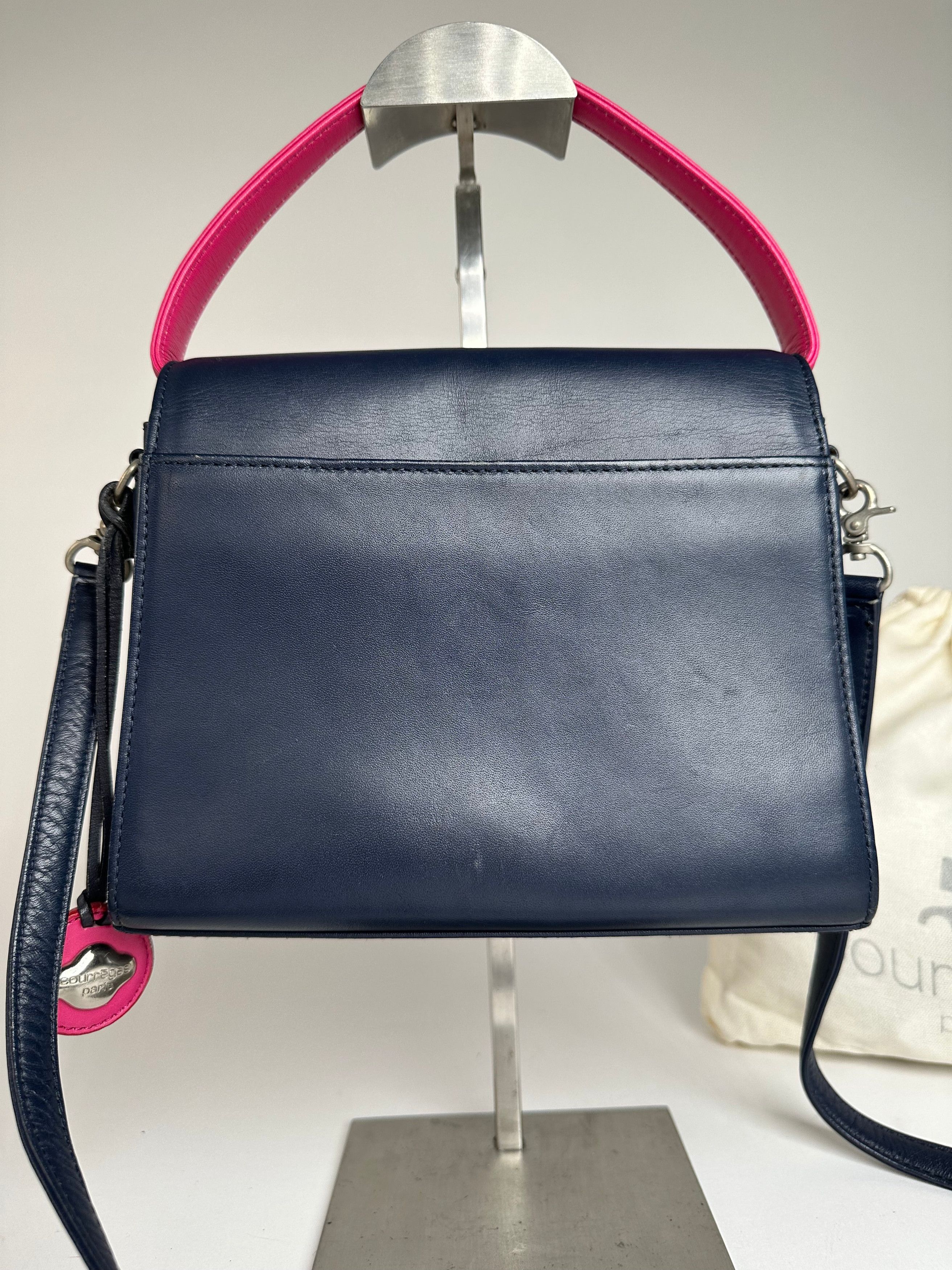 Courreges Vintage 2WAY Leather Handbag Navy Pink Size ONE SIZE - 12 Thumbnail
