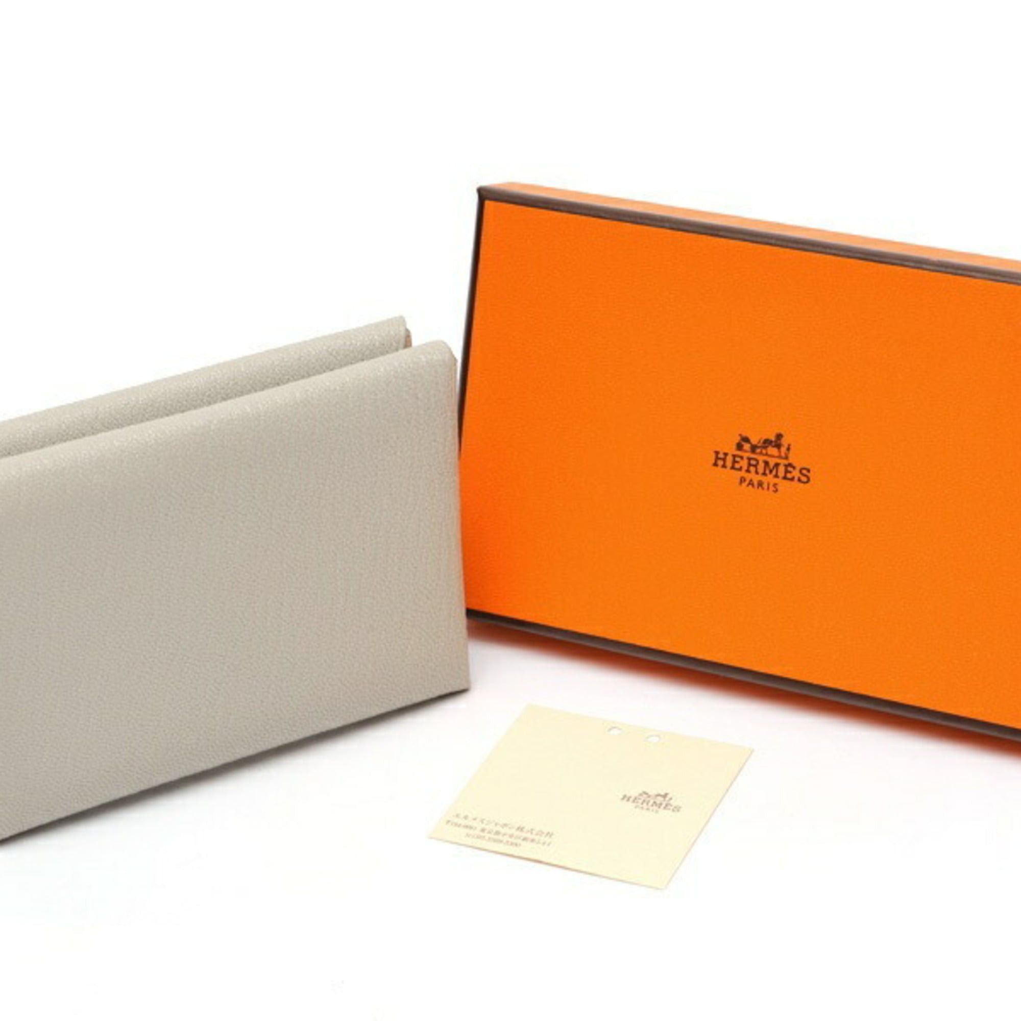 Hermes Hermes Calvi Duo Coin Card Case, Chevre leather, Mysore, Green-Gray Size ONE SIZE - 7 Thumbnail