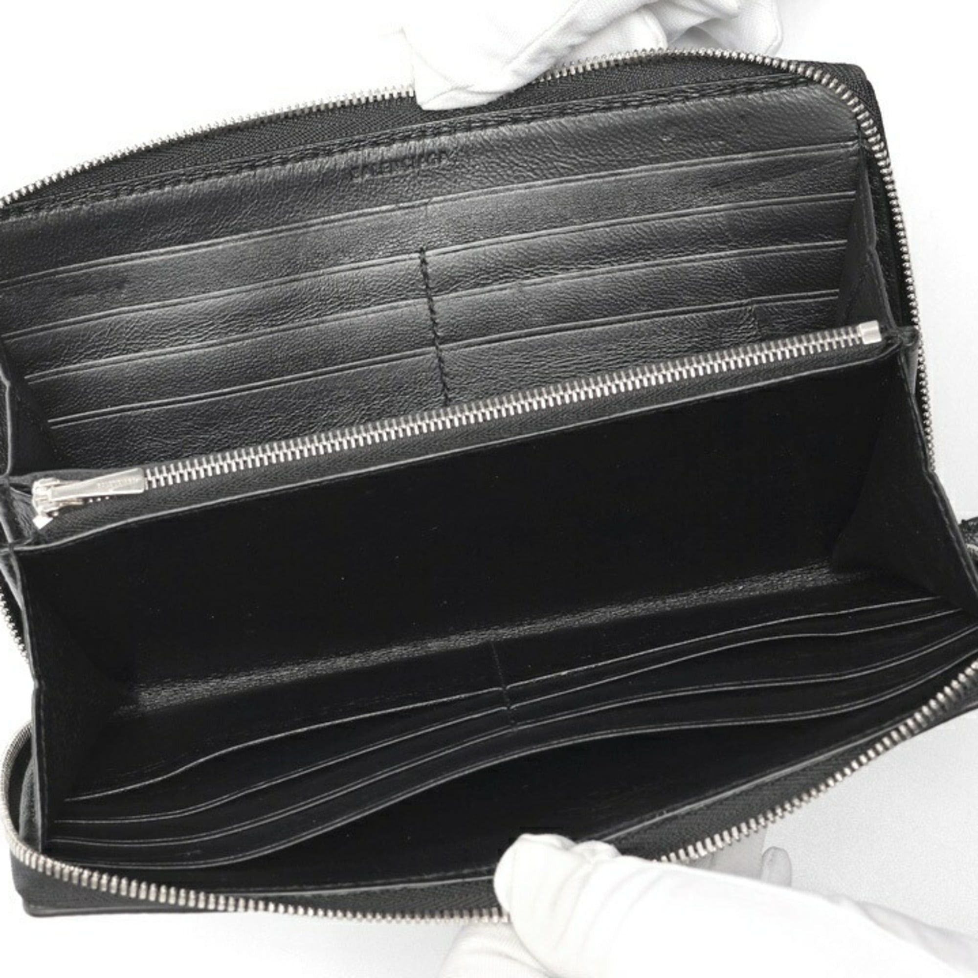 Balenciaga Balenciaga Round Zip Continental Wallet 594317 Leather Black Size ONE SIZE - 5 Thumbnail