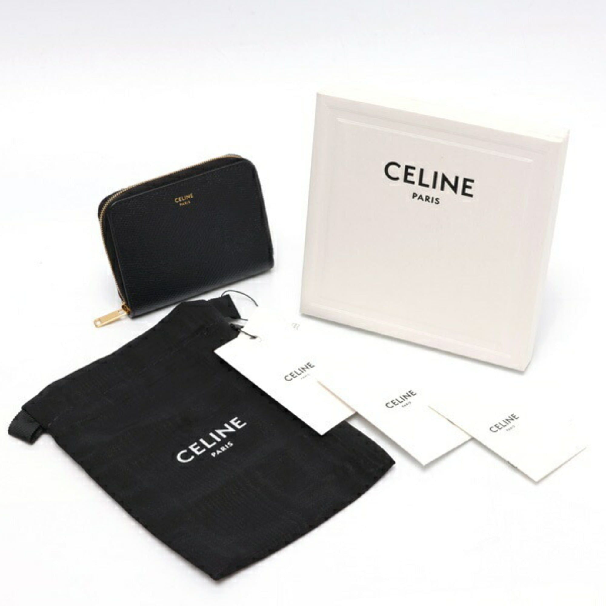 Celine Celine Compact Wallet Zip Coin Case 10B66 Leather Black Size ONE SIZE - 5 Thumbnail