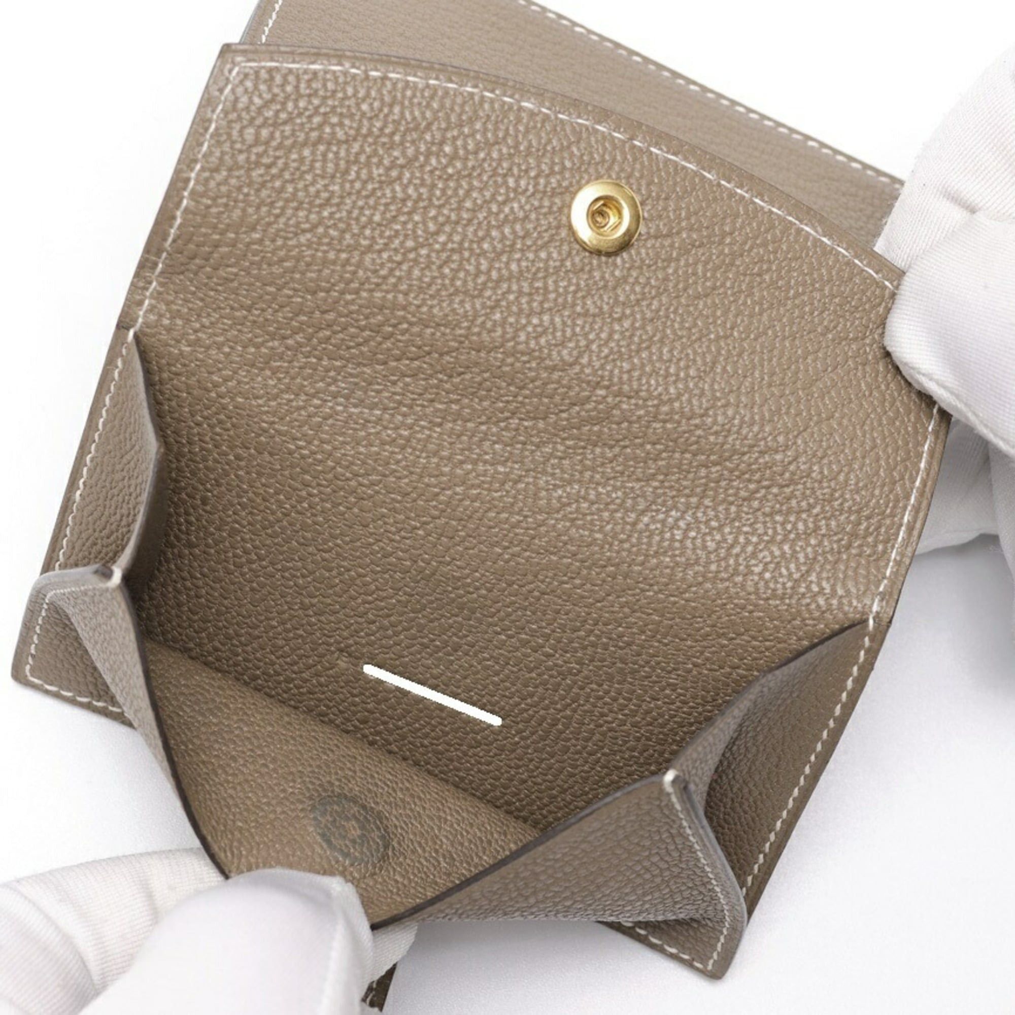 Hermes Hermes Bearn Mini Card Case, Chevre Leather, Mysore, Etoupe Size ONE SIZE - 6 Thumbnail
