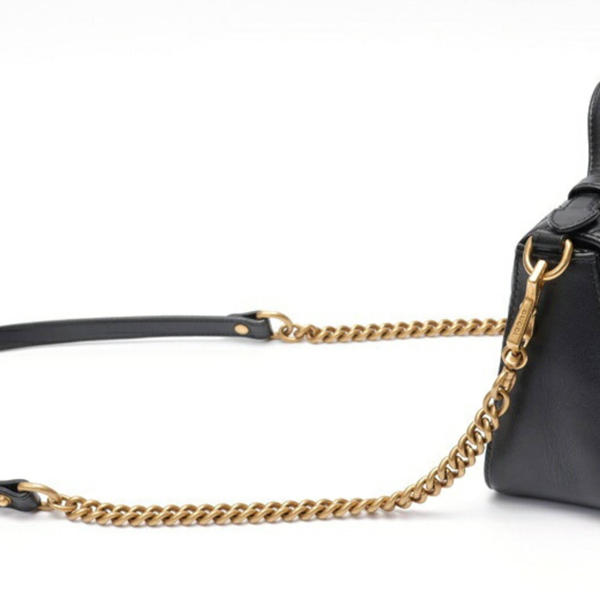 Gucci Gucci GG Marmont Mini Chain Shoulder Bag 547260 Leather Black Size ONE SIZE - 2 Thumbnail