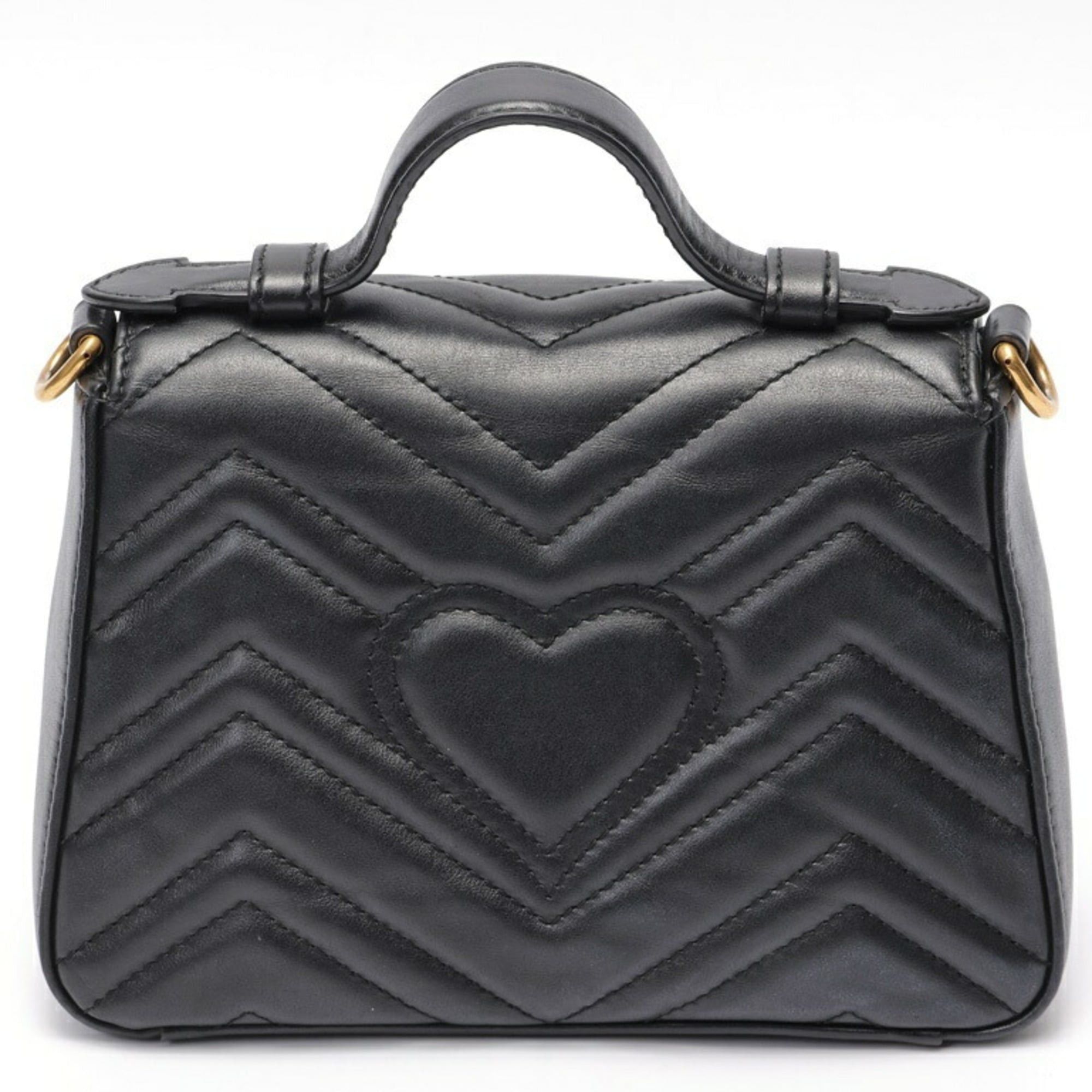 Gucci Gucci GG Marmont Mini Chain Shoulder Bag 547260 Leather Black Size ONE SIZE - 3 Thumbnail