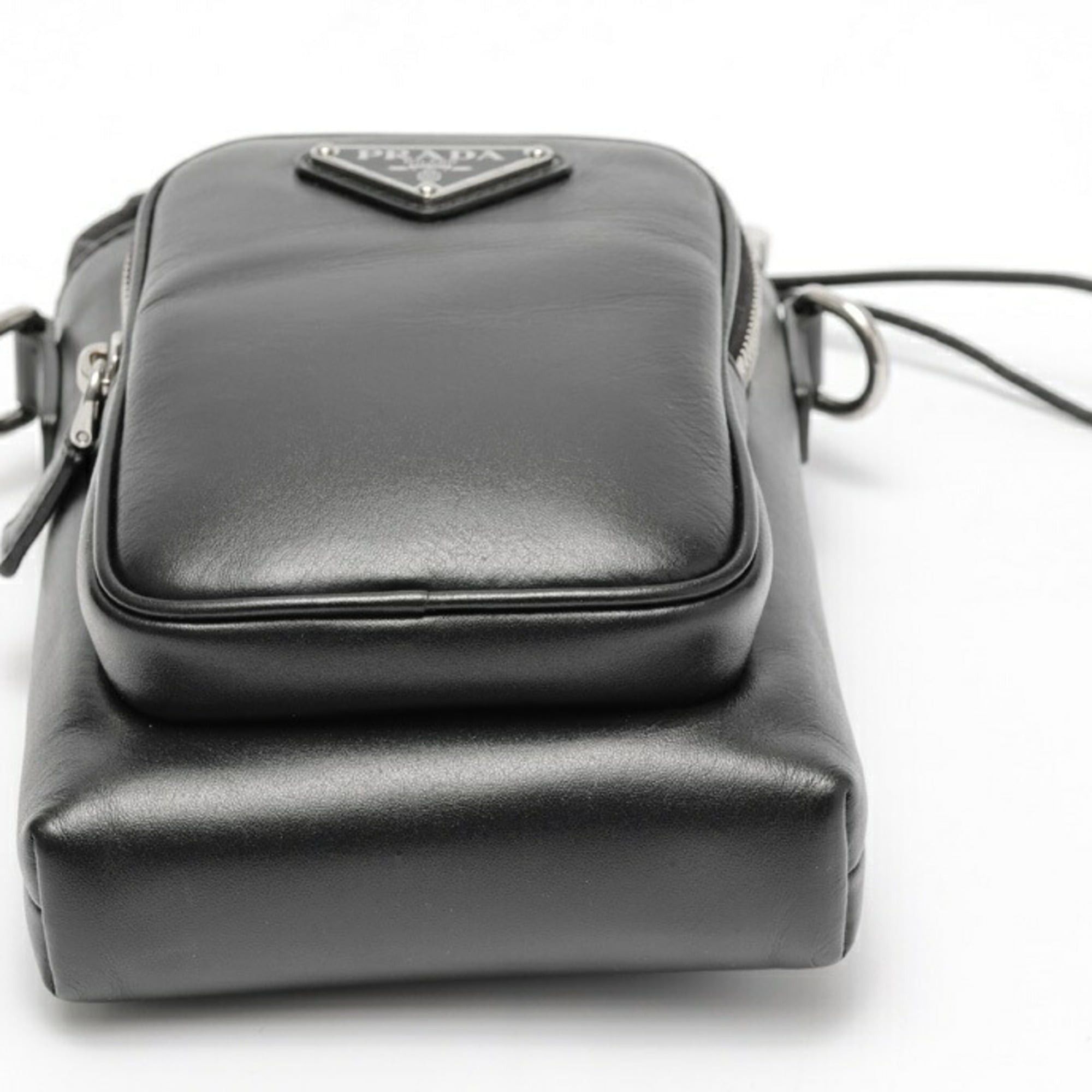 Prada Prada Leather Smartphone Case Shoulder Pouch 2ZH155 Black Size ONE SIZE - 4 Thumbnail