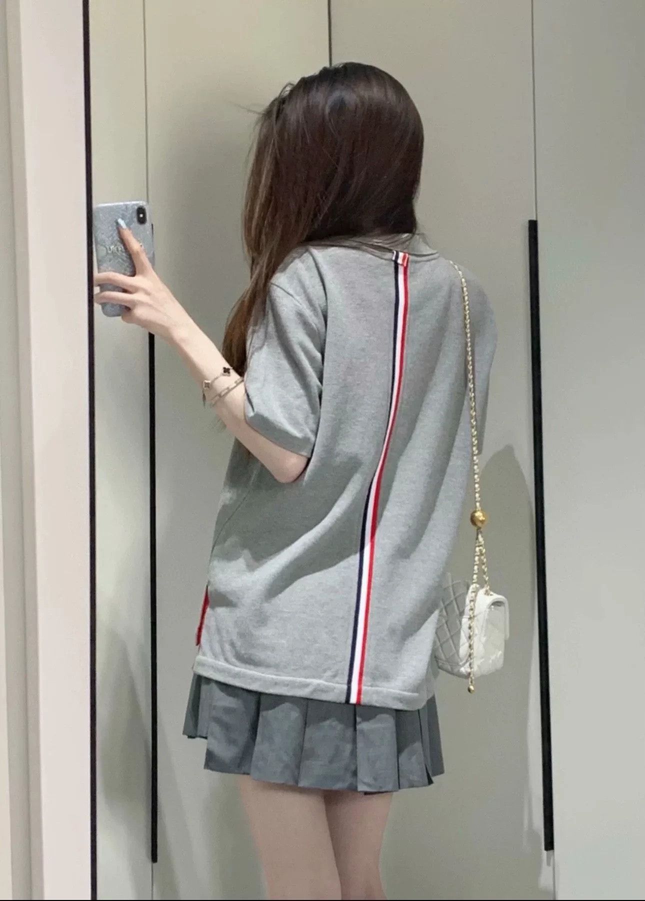 Thom Browne Thom Browne Gray Back Stripe Polo Dress Size S / US 4 / IT 40 - 8 Thumbnail