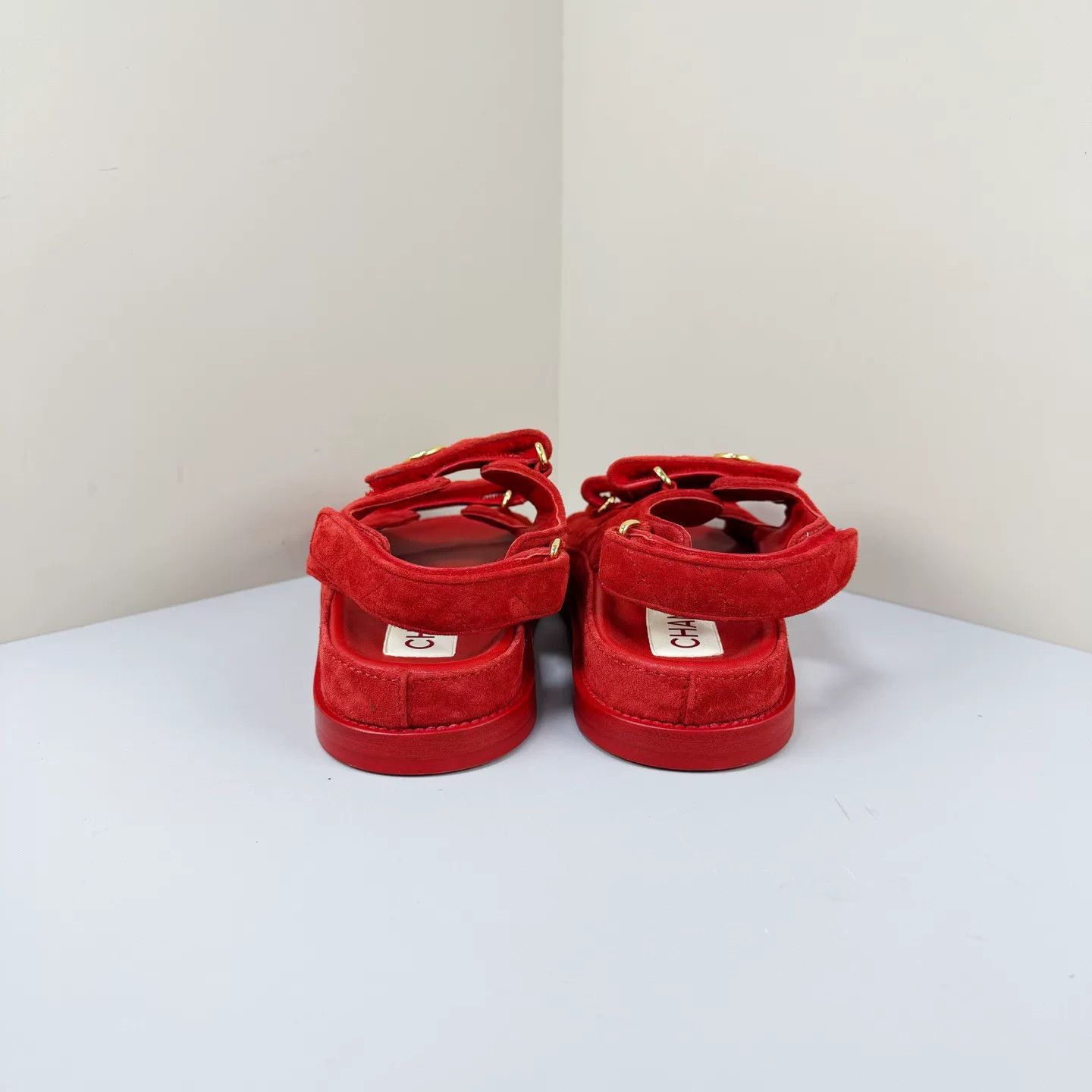 Chanel Chanel Red Gold Coin Velcro Sandals Size US 7 / IT 37 - 3 Thumbnail