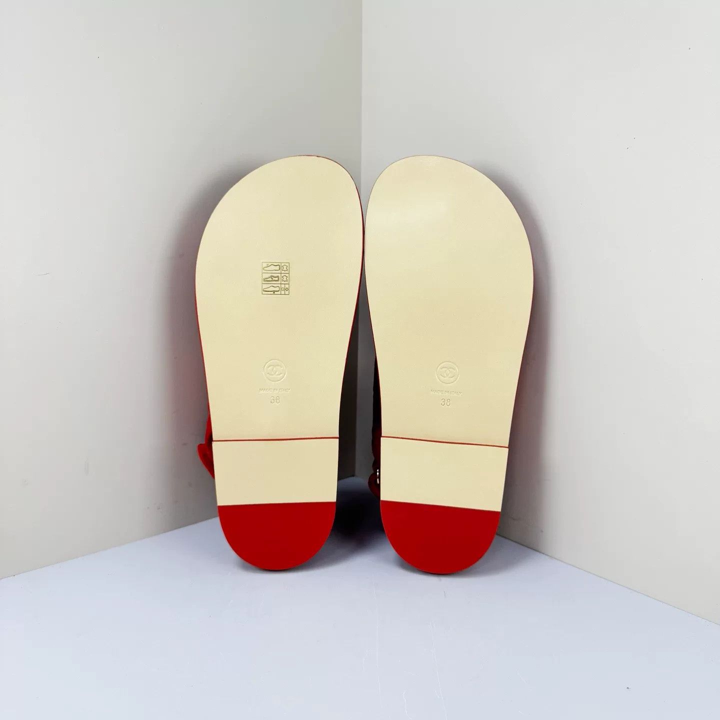 Chanel Chanel Red Gold Coin Velcro Sandals Size US 7 / IT 37 - 5 Thumbnail