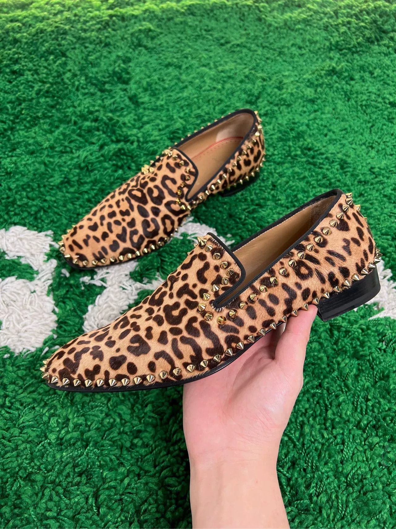 Christian Louboutin Christian Louboutin Leopard Gold Stud Red Sole Size US 8.5 / IT 38.5 - 2 Thumbnail