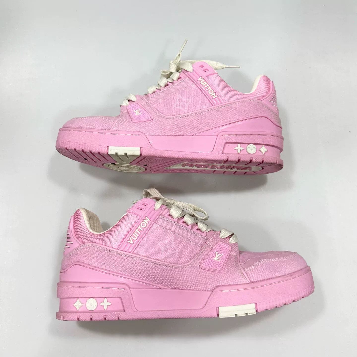 Louis Vuitton LV Trainer Pink Denim Sneakers Size US 6.5 / IT 36.5 - 4 Thumbnail