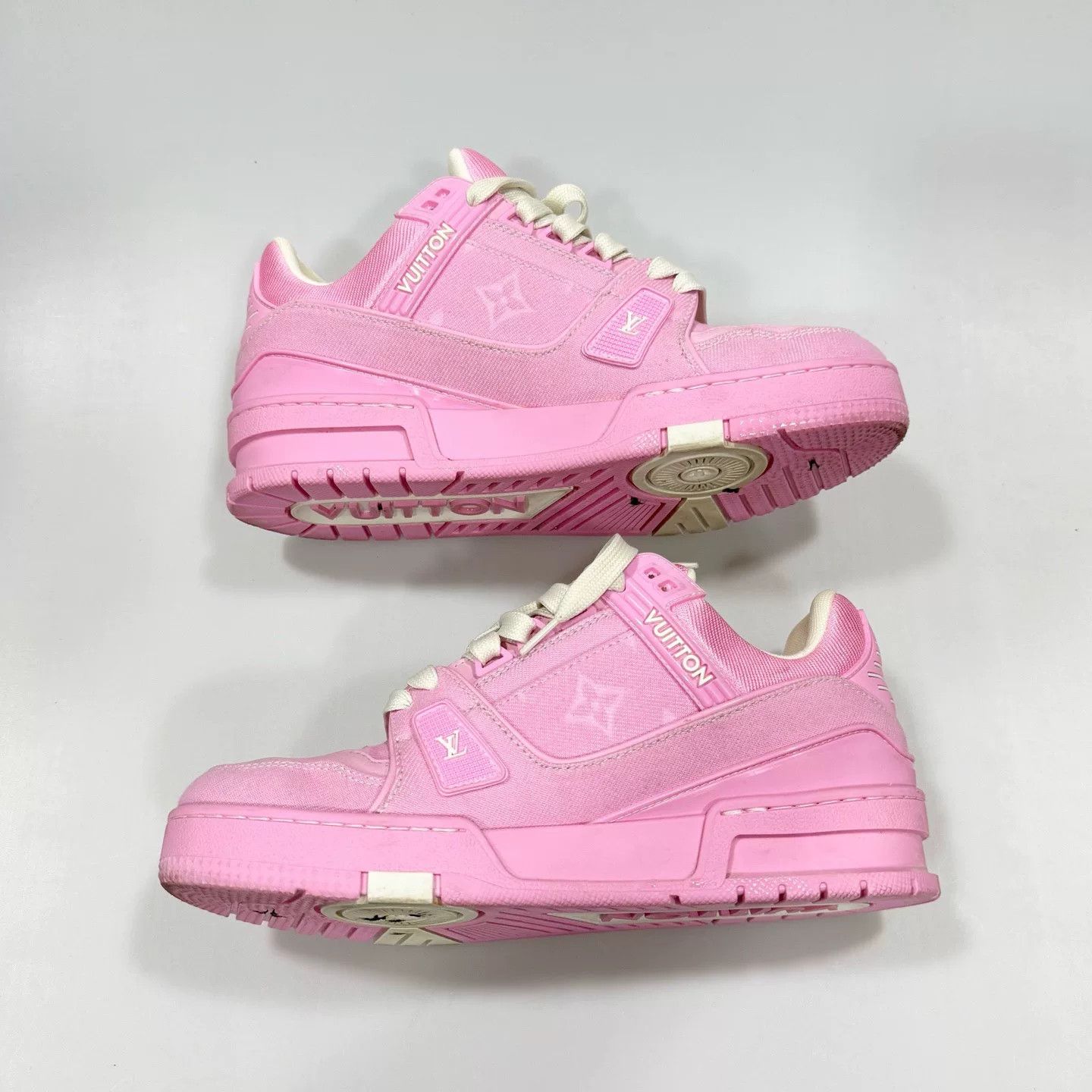 Louis Vuitton LV Trainer Pink Denim Sneakers Size US 6.5 / IT 36.5 - 3 Thumbnail