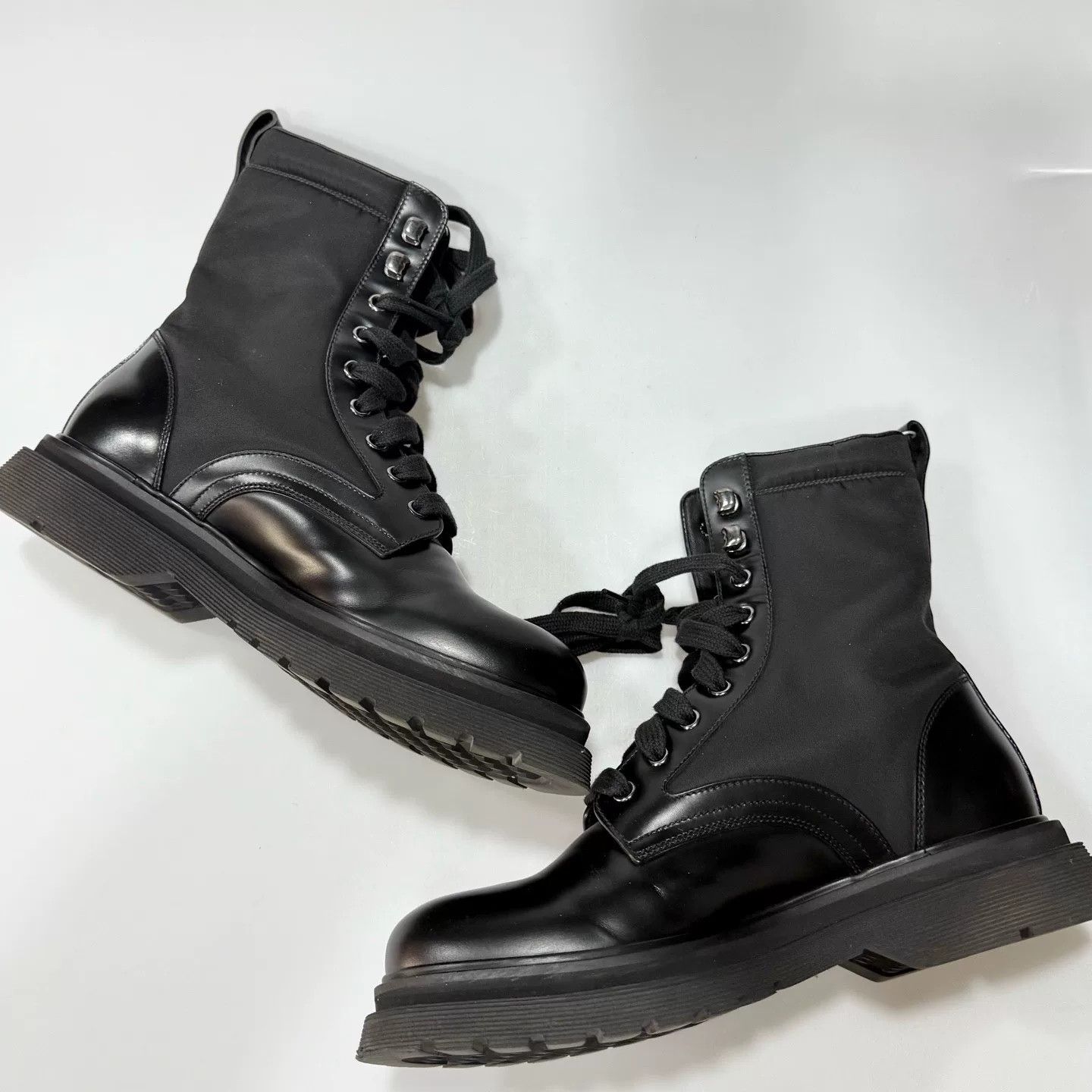 Prada Prada Black Iron Triangle Logo Martin Boots Size US 7 / IT 37 - 3 Thumbnail
