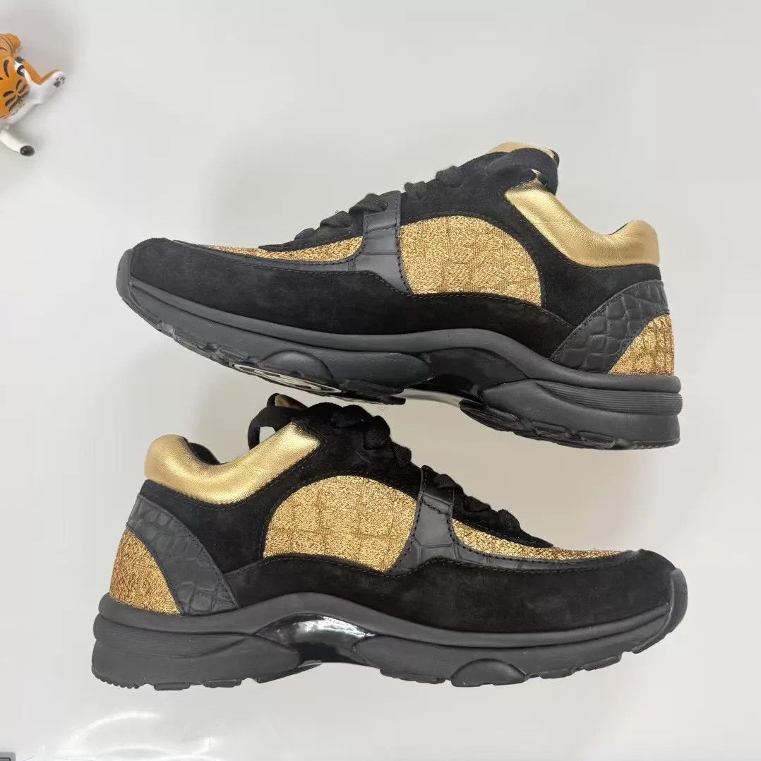 Chanel Chanel Black Gold Logo Sneakers Size US 6 / IT 36 - 3 Thumbnail